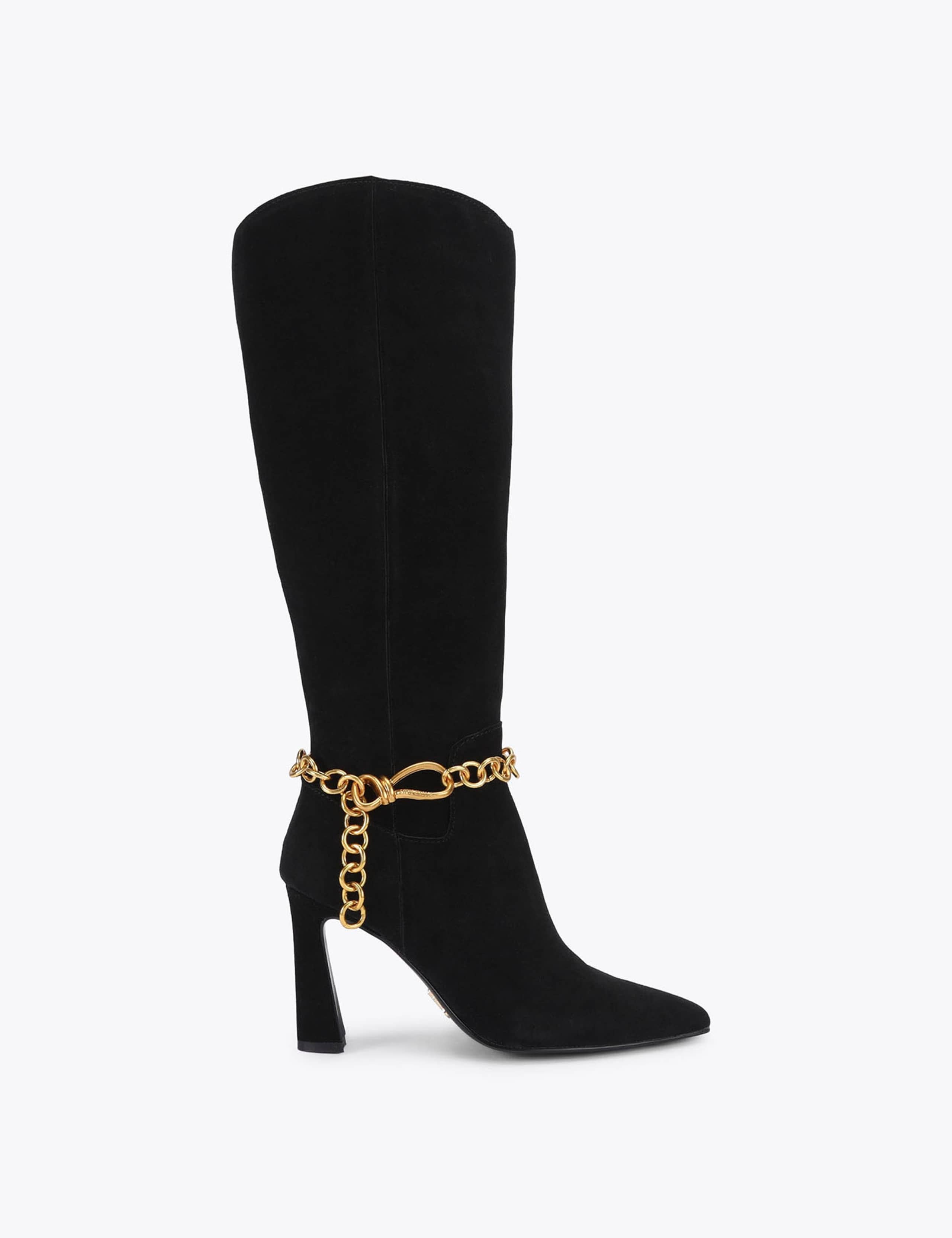 Suede Stiletto Heel Pointed Knee High Boots 2 of 4