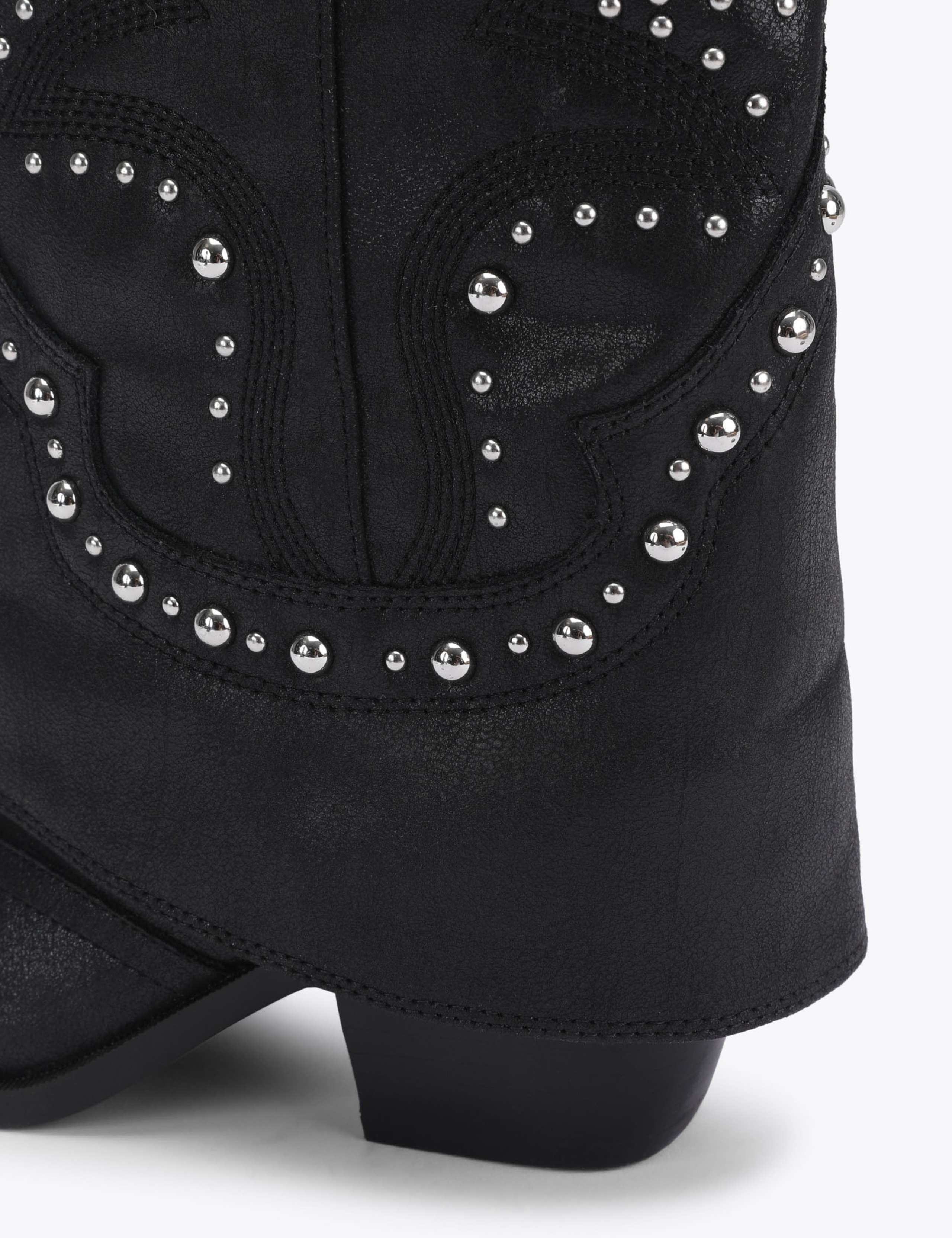 Leather Studded Pointed Knee High Boots 4 of 4