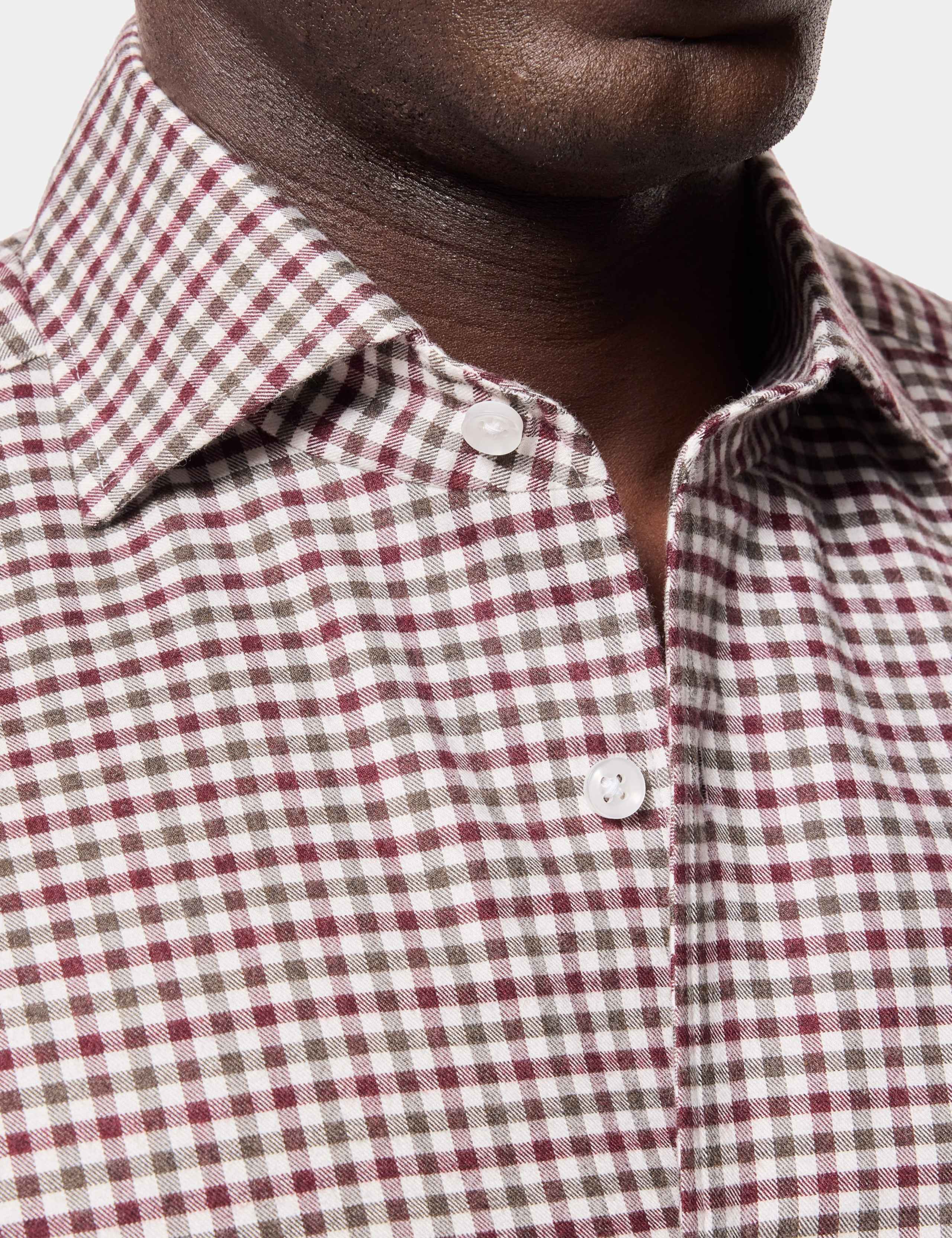 Slim Fit Checked Cutaway Collar Flannel Shirt 3 of 4