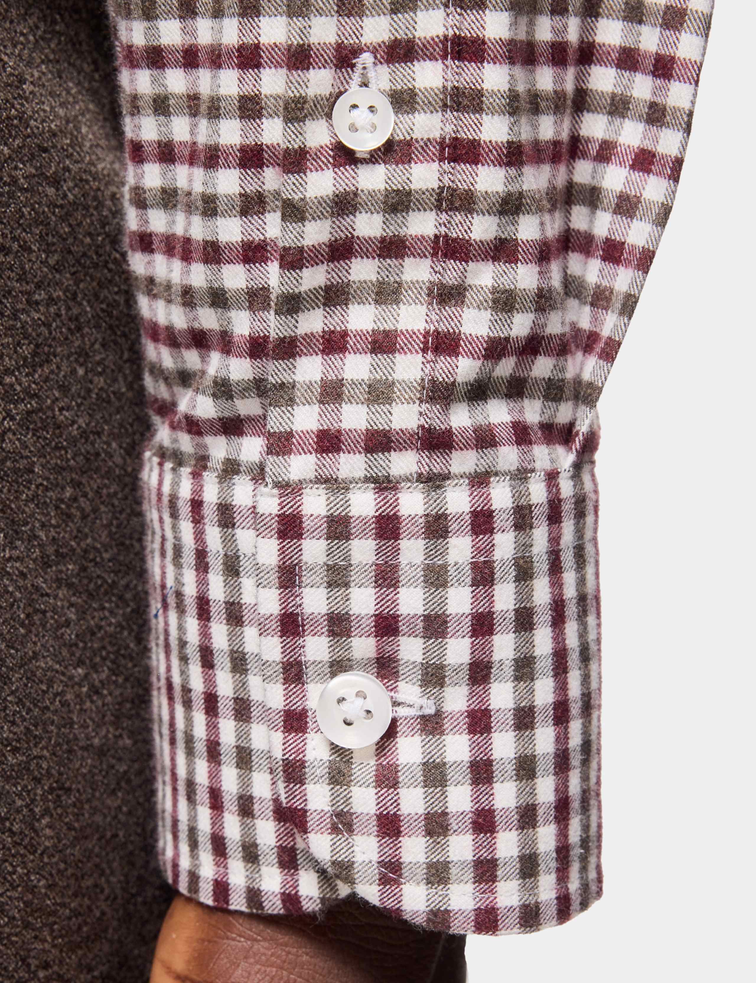 Slim Fit Checked Cutaway Collar Flannel Shirt 4 of 4