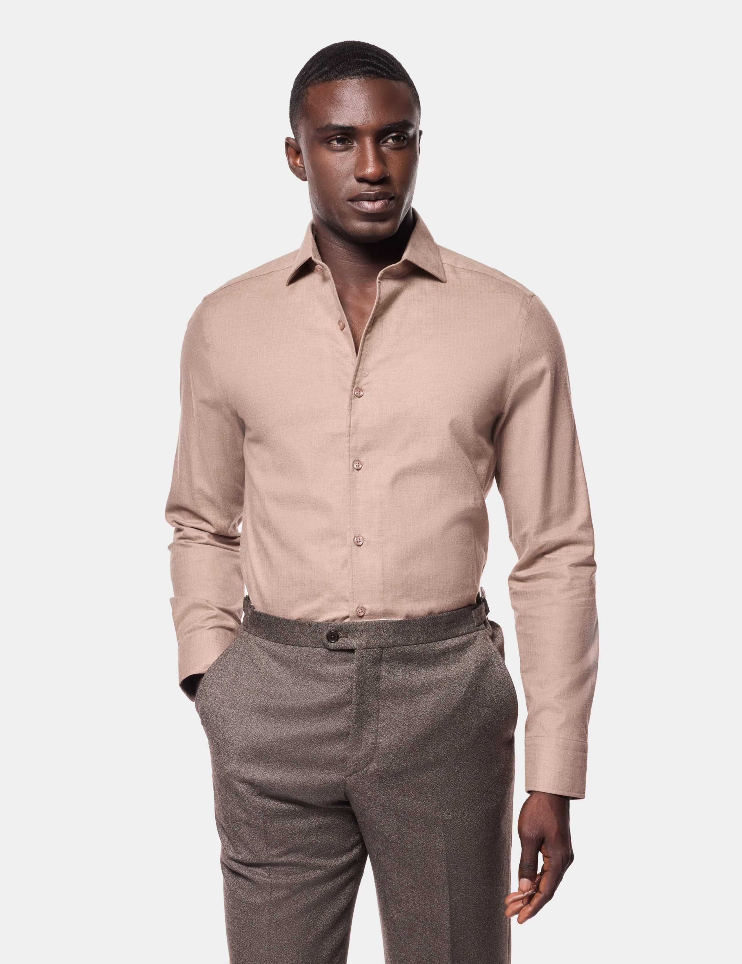 Slim Fit Herringbone Cutaway Collar Brushed Shirt 1 of 3