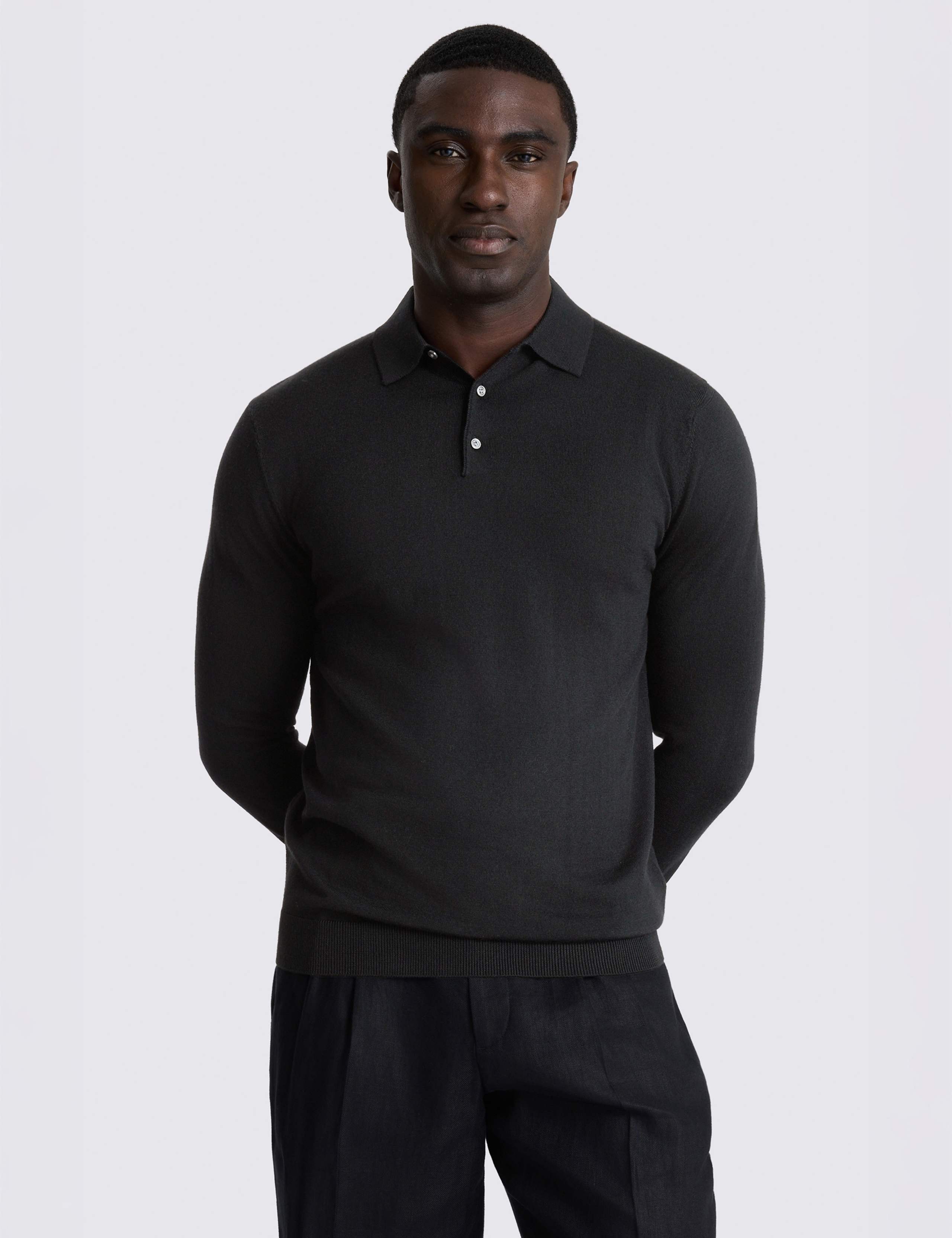 Long Sleeve Polo Shirt with Merino Wool 1 of 4