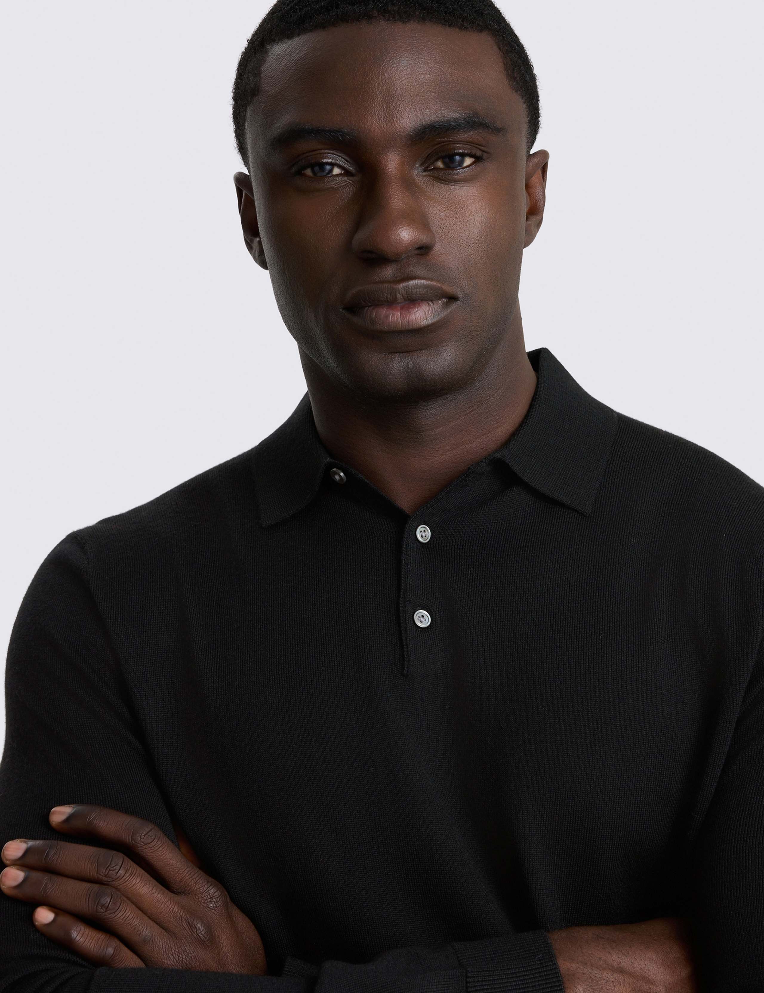Long Sleeve Polo Shirt with Merino Wool 3 of 4