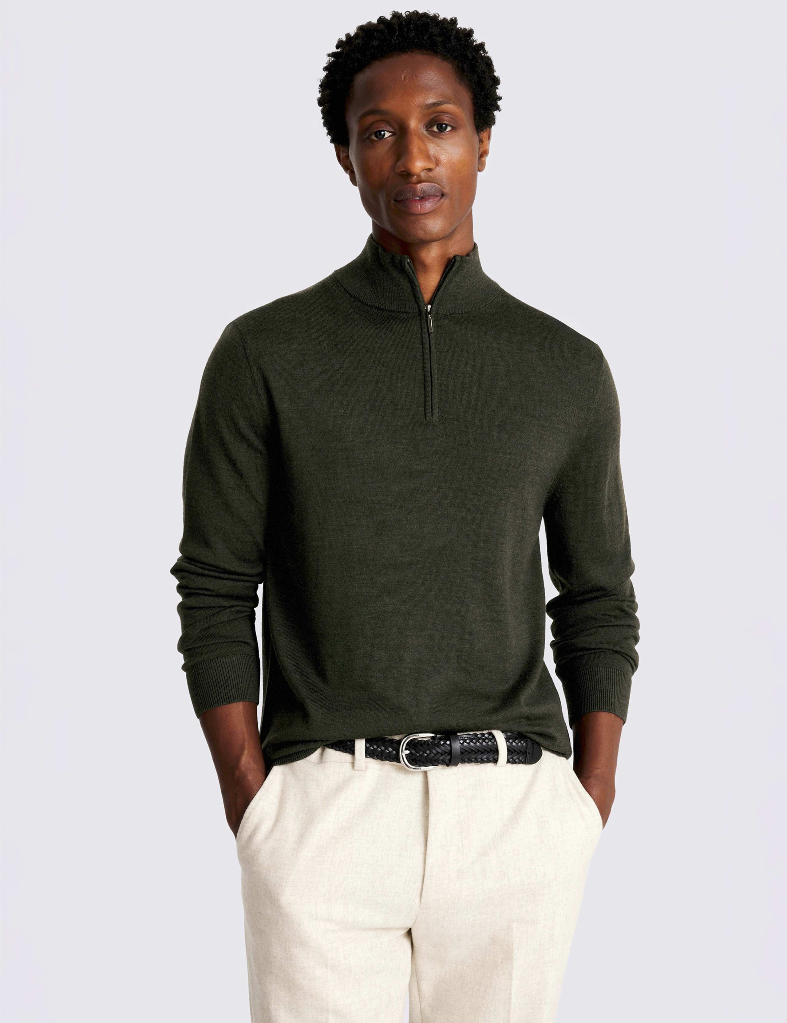 Merino Wool Rich Funnel Neck Zip Jumper 1 of 4