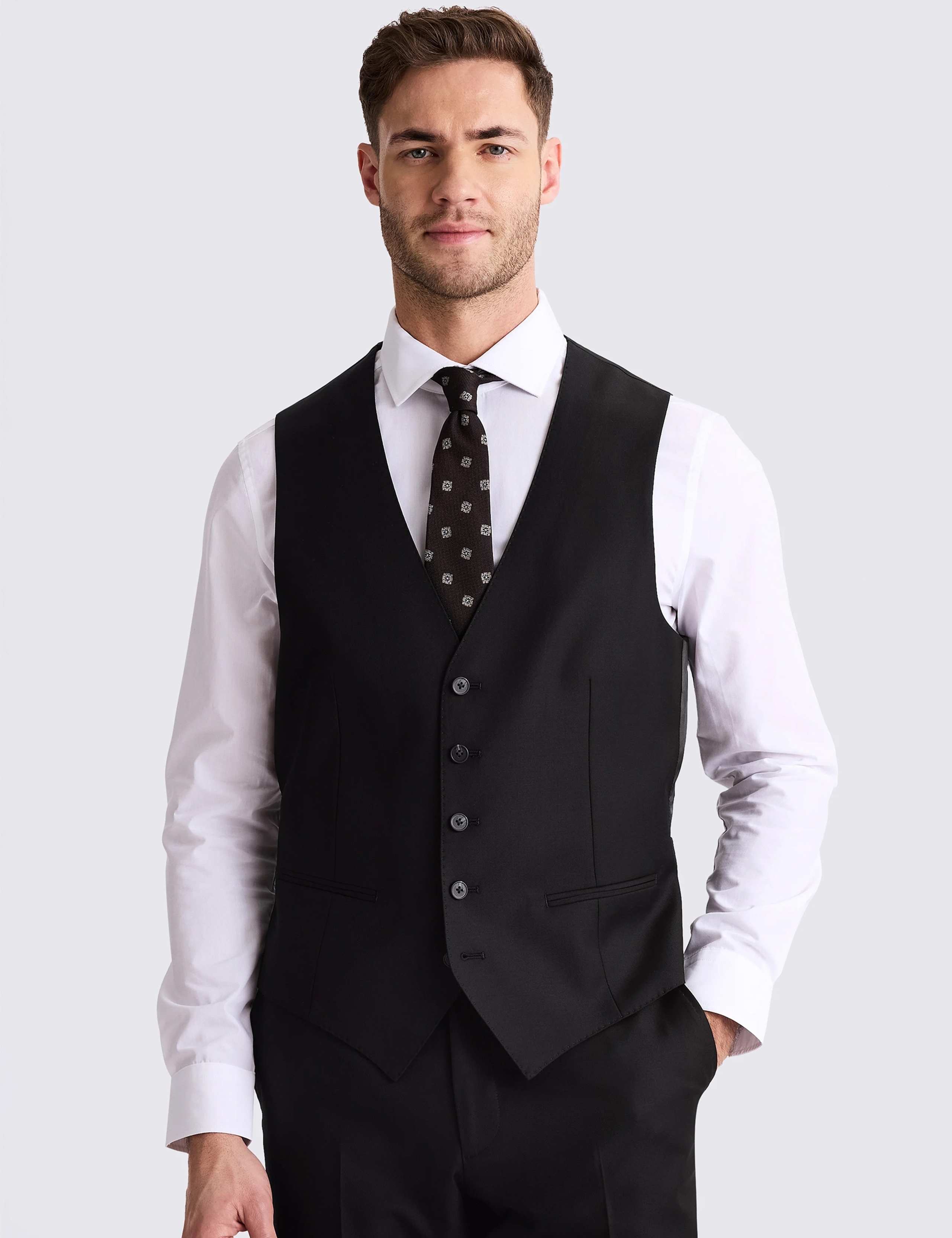 Tailored Fit Twill Waistcoat with Wool 1 of 3
