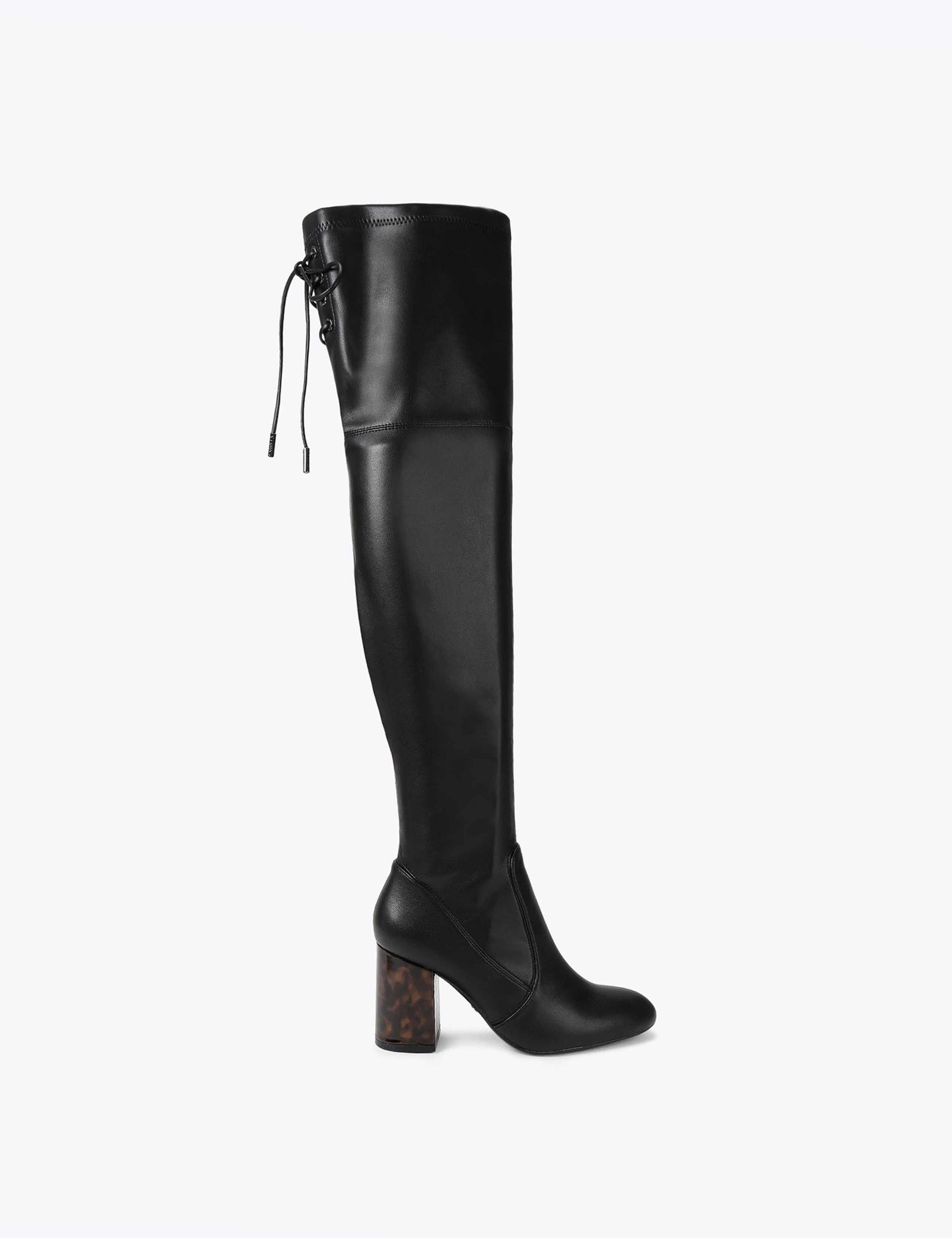 Lace Up Block Heel Over The Knee Boots 1 of 4