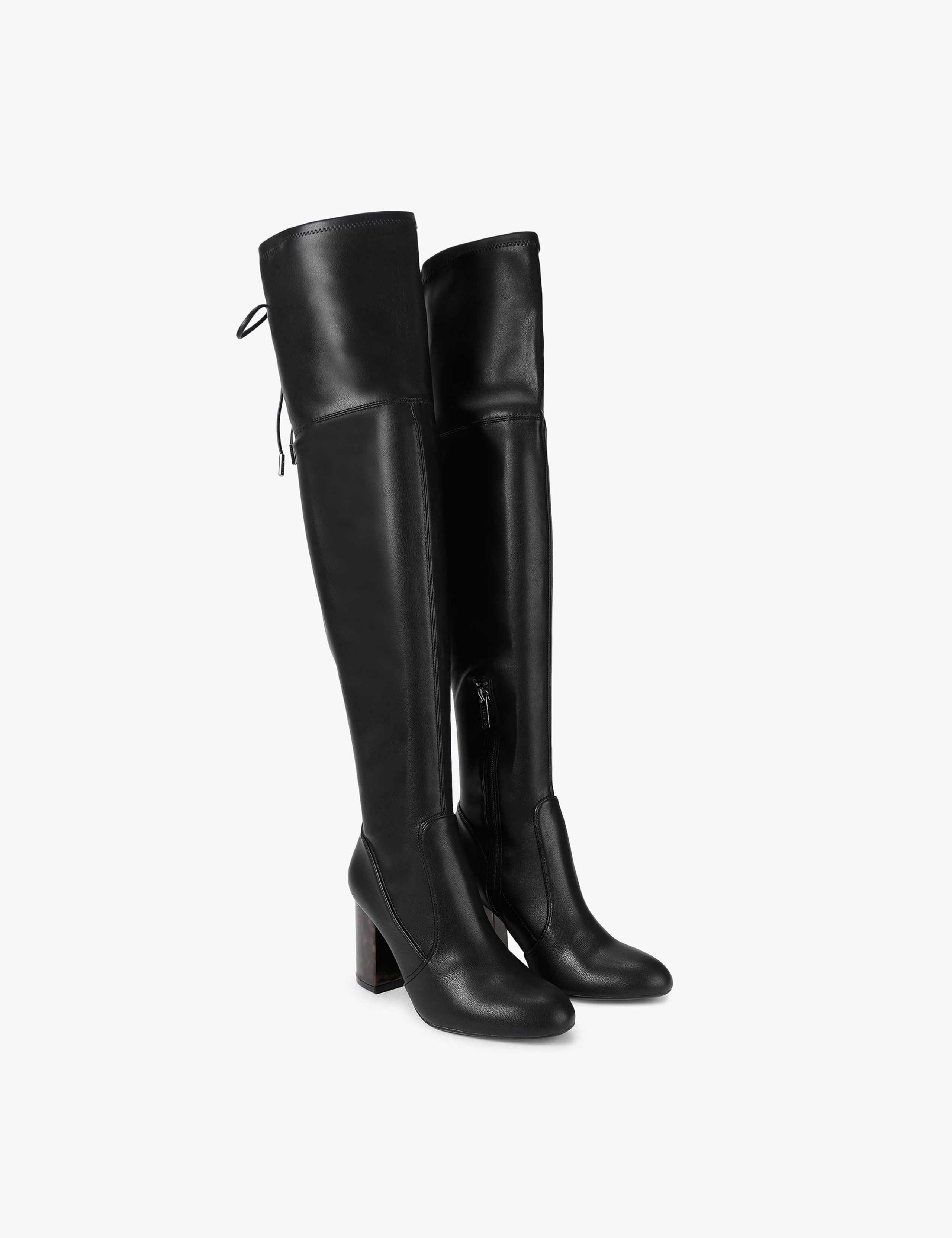 Lace Up Block Heel Over The Knee Boots 2 of 4