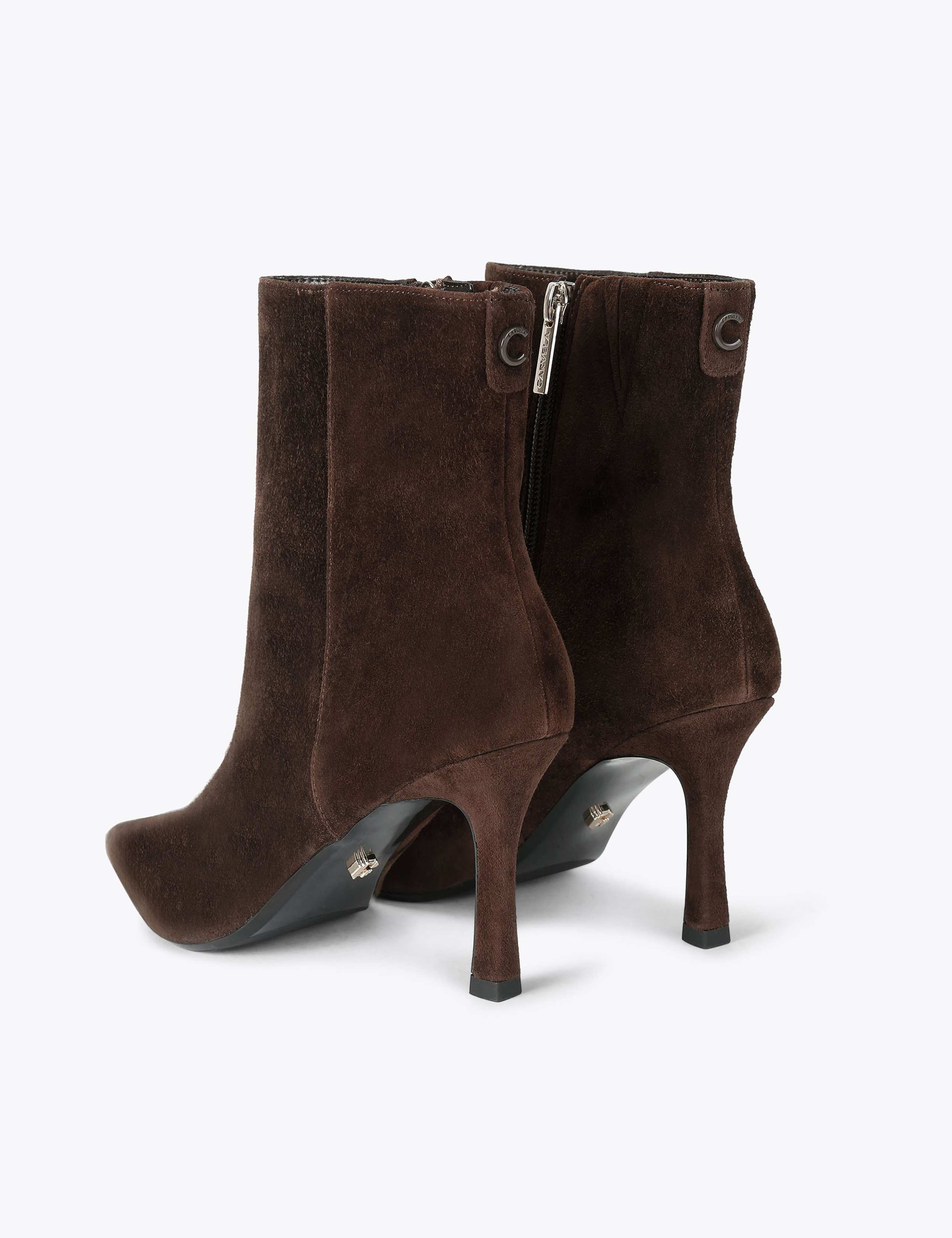 Suede Stiletto Heel Pointed Toe Ankle Boots 3 of 5