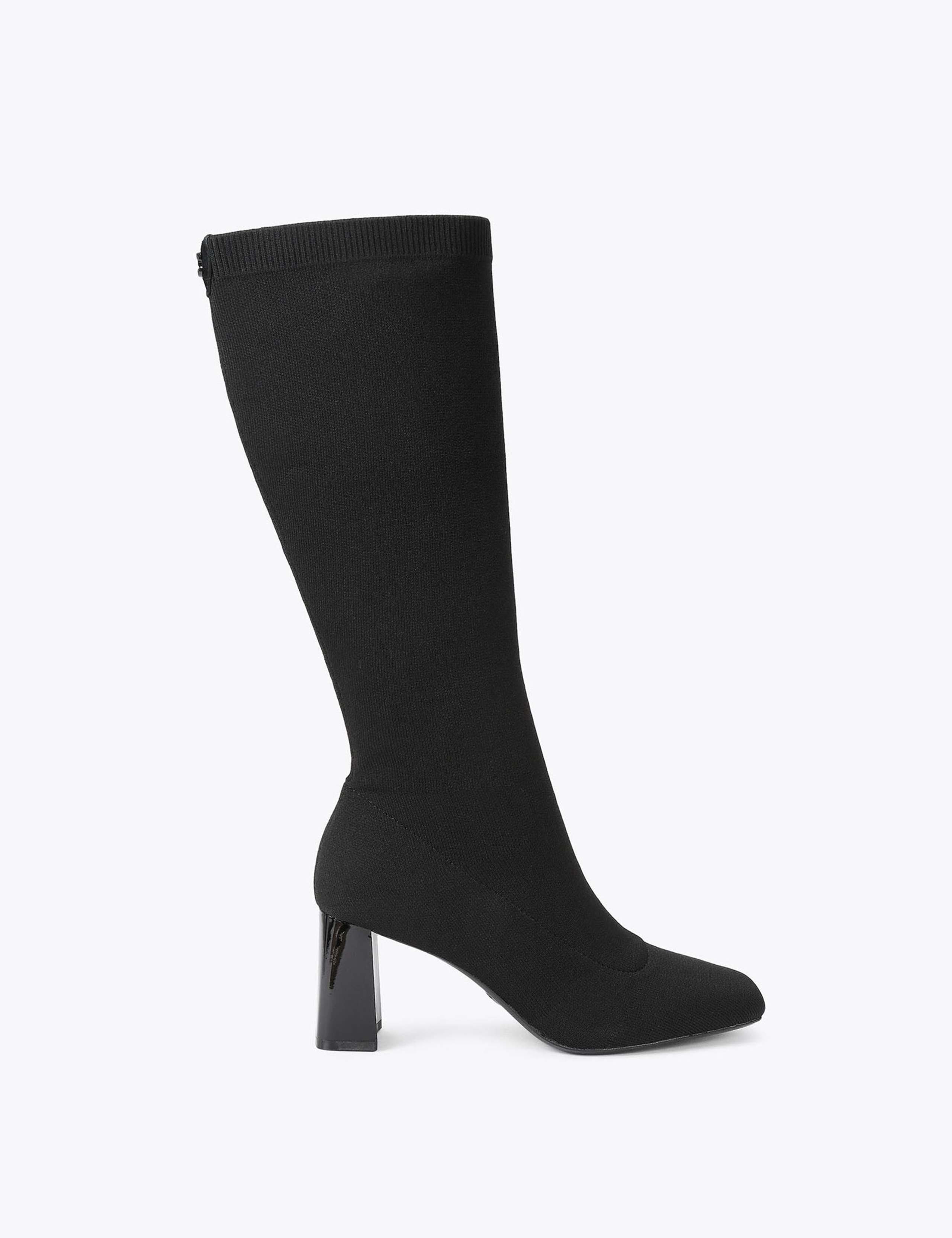 Block Heel Pull On Knee High Boots 1 of 4