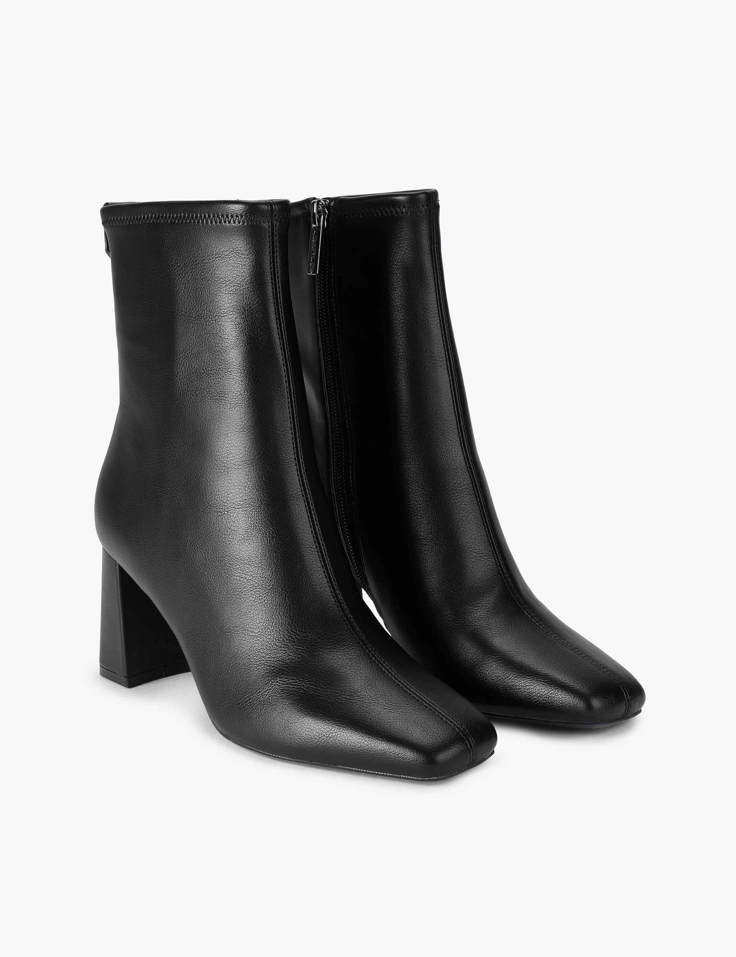 Patent Block Heel Square Toe Ankle Boots 2 of 5