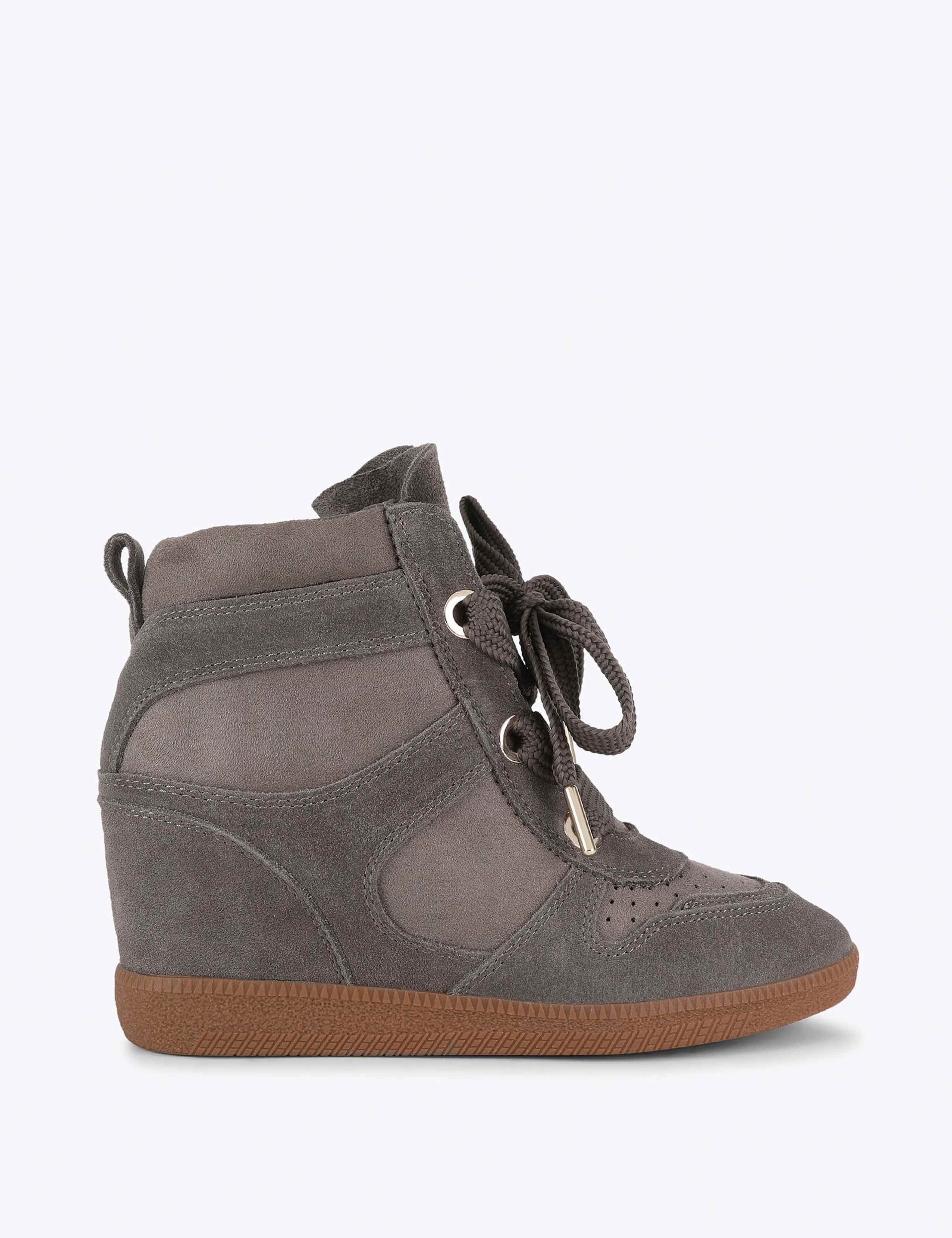 Suede Lace Up Perforated Trainers 1 of 4