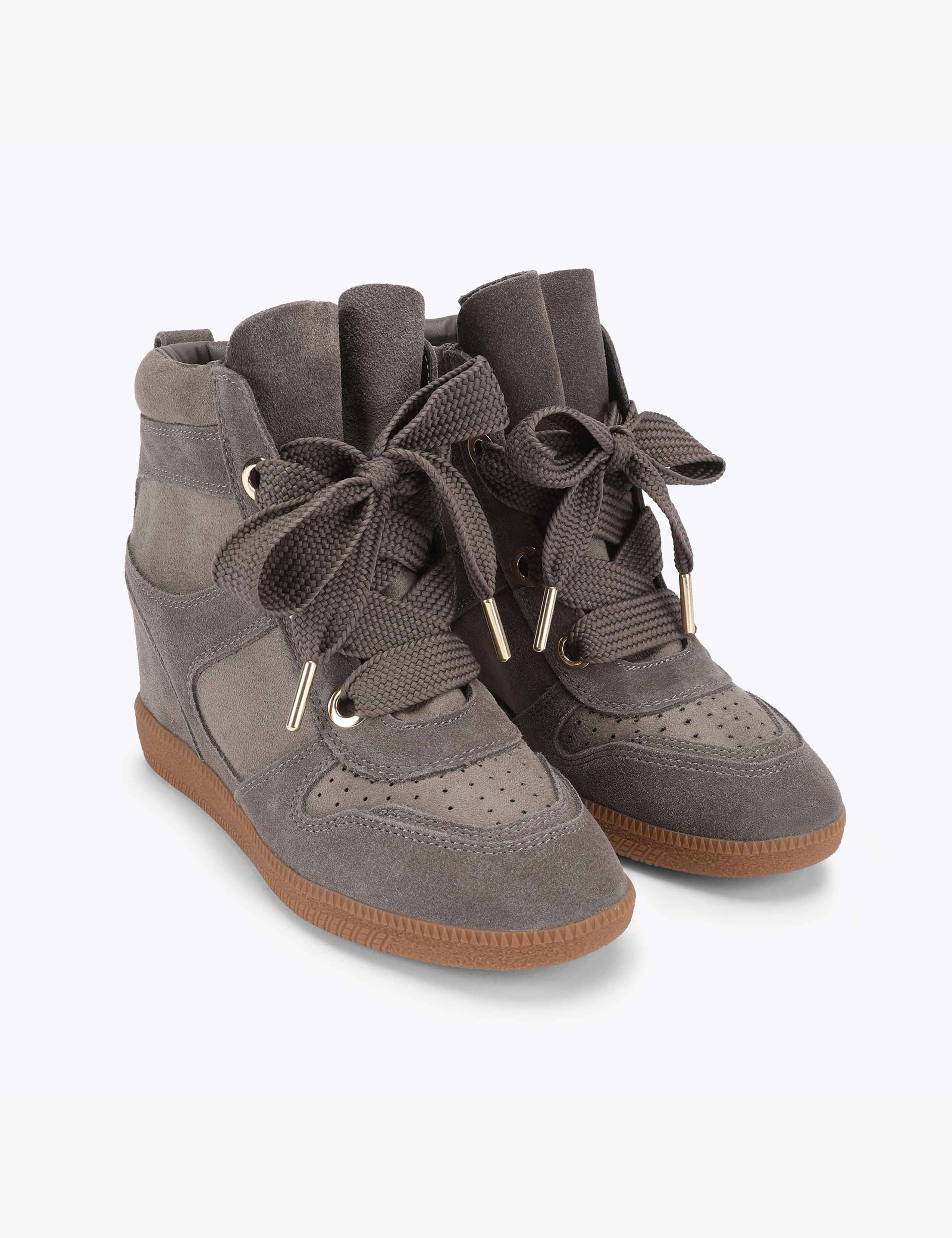 Suede Lace Up Perforated Trainers 3 of 4