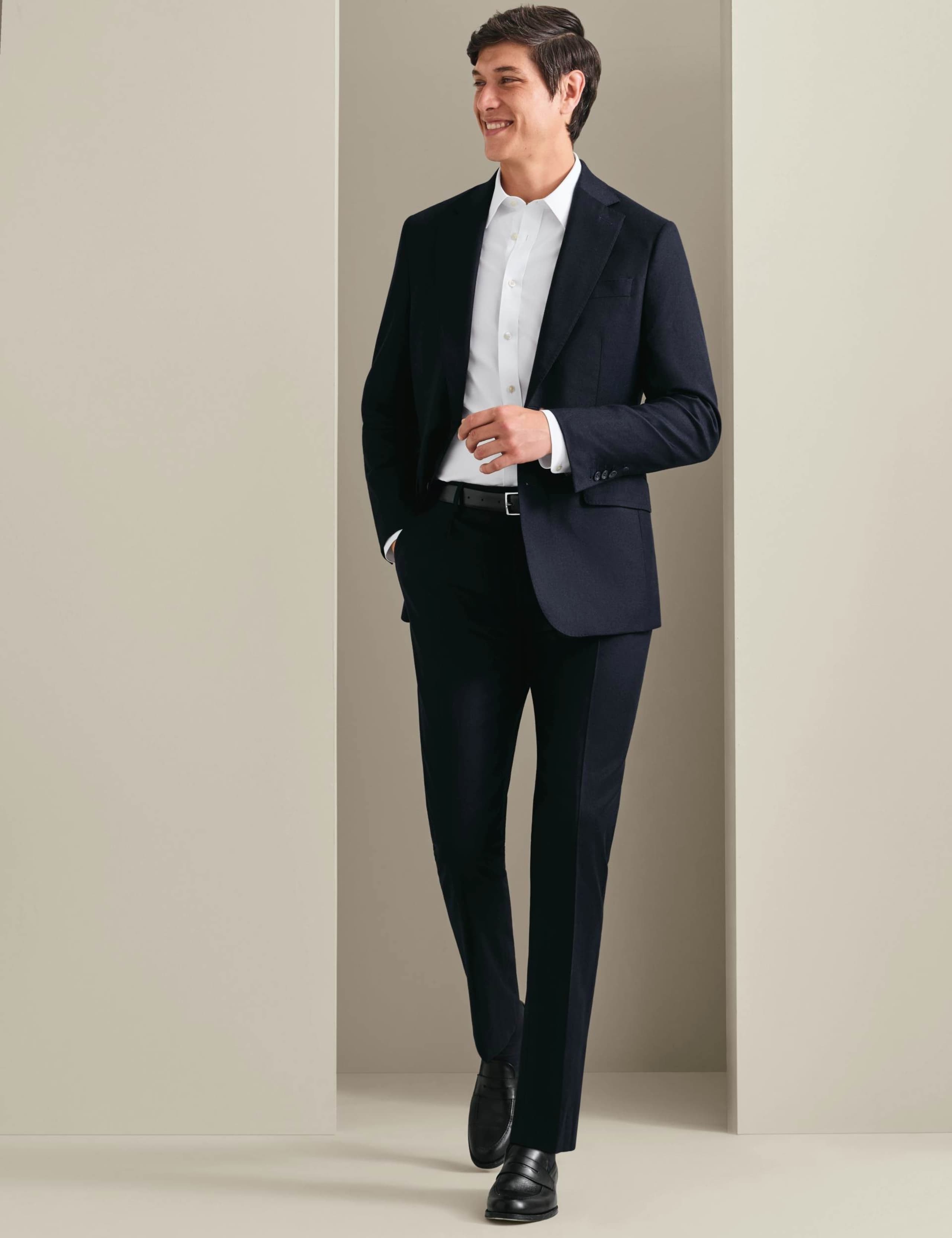 Slim Fit Wool Rich Flannel Trousers 2 of 5