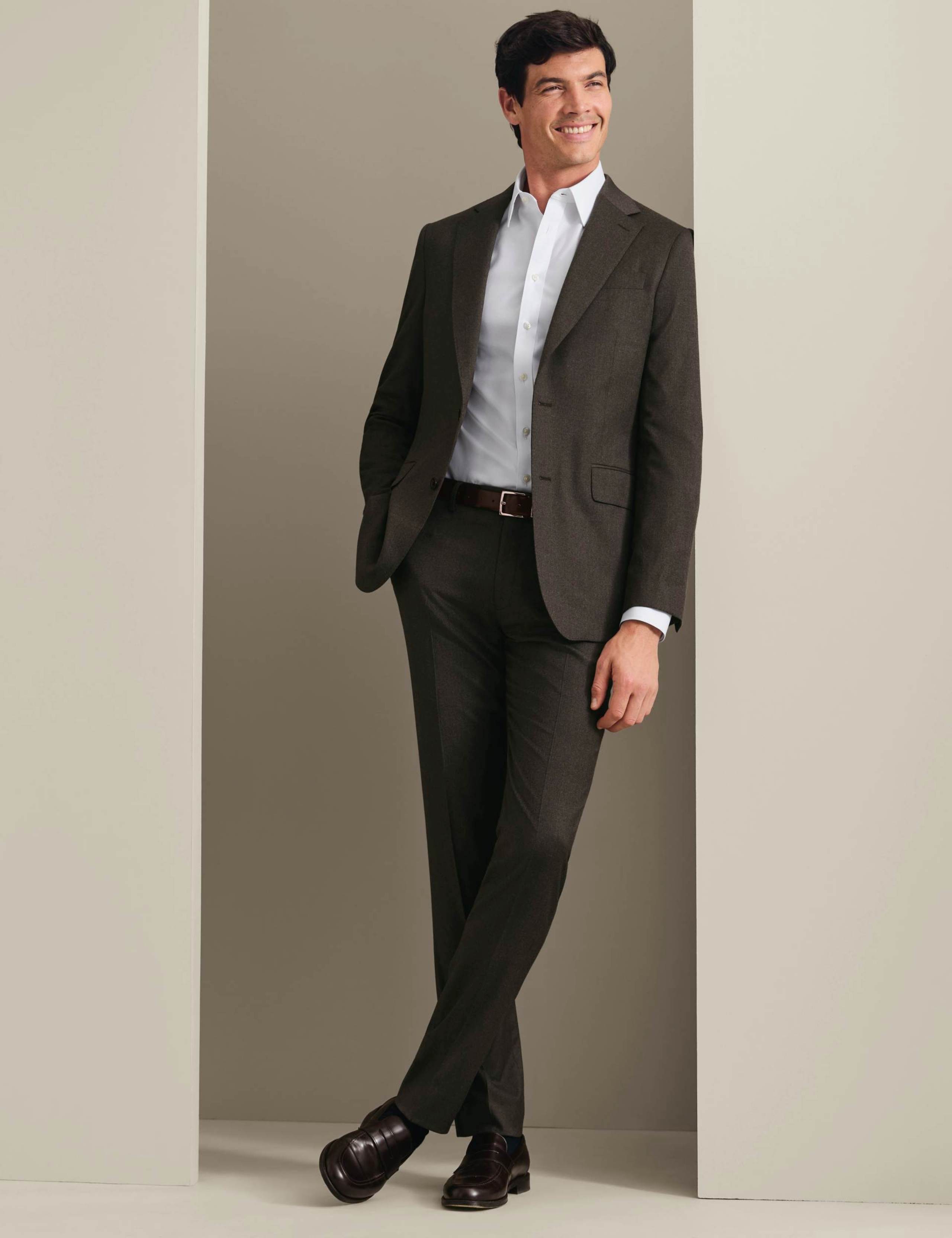 Slim Fit Wool Rich Flannel Flat Front Trousers 2 of 5