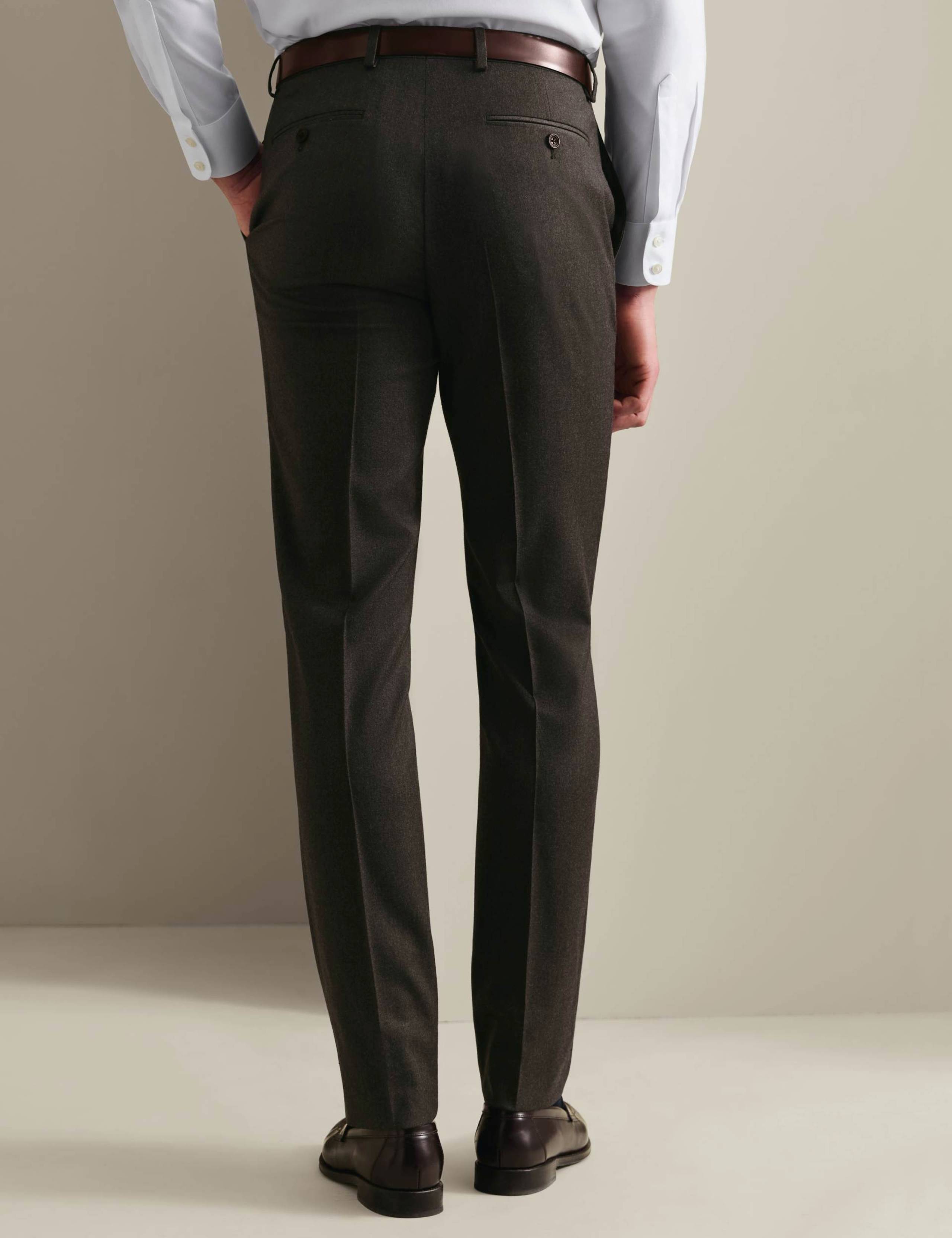 Slim Fit Wool Rich Flannel Flat Front Trousers 3 of 5