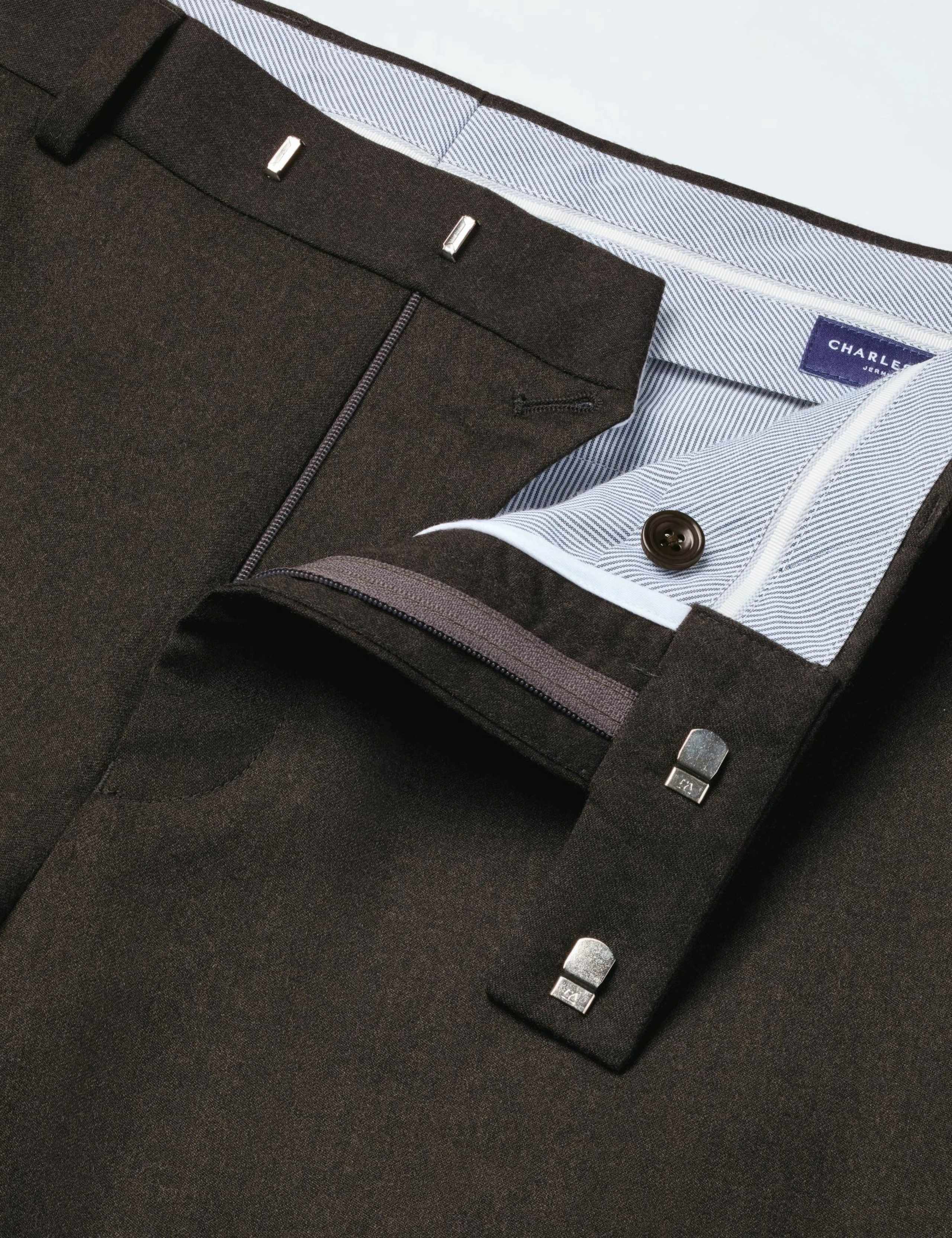 Slim Fit Wool Rich Flannel Flat Front Trousers 5 of 5