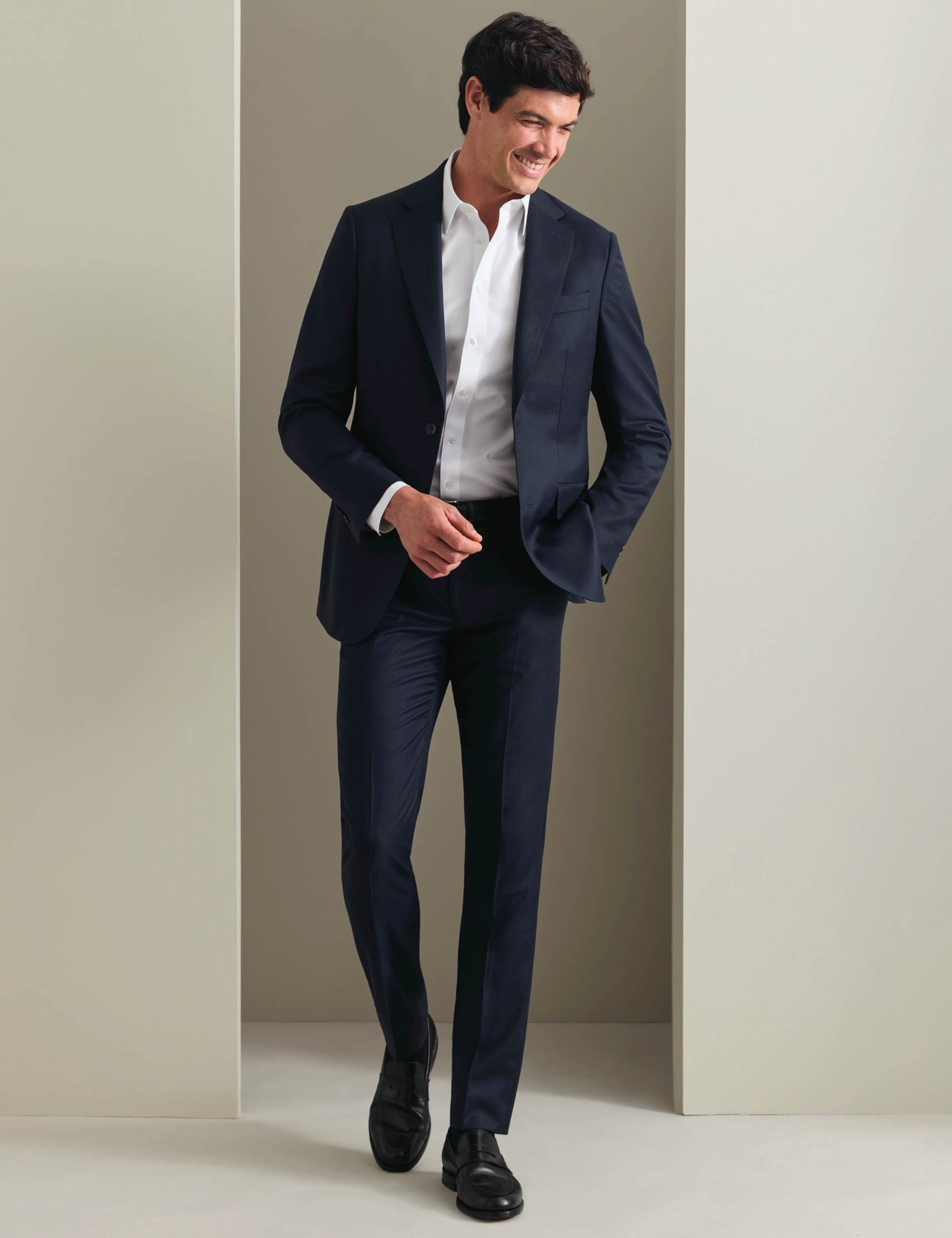 Slim Fit Pure Wool Flat Front Trousers 2 of 5