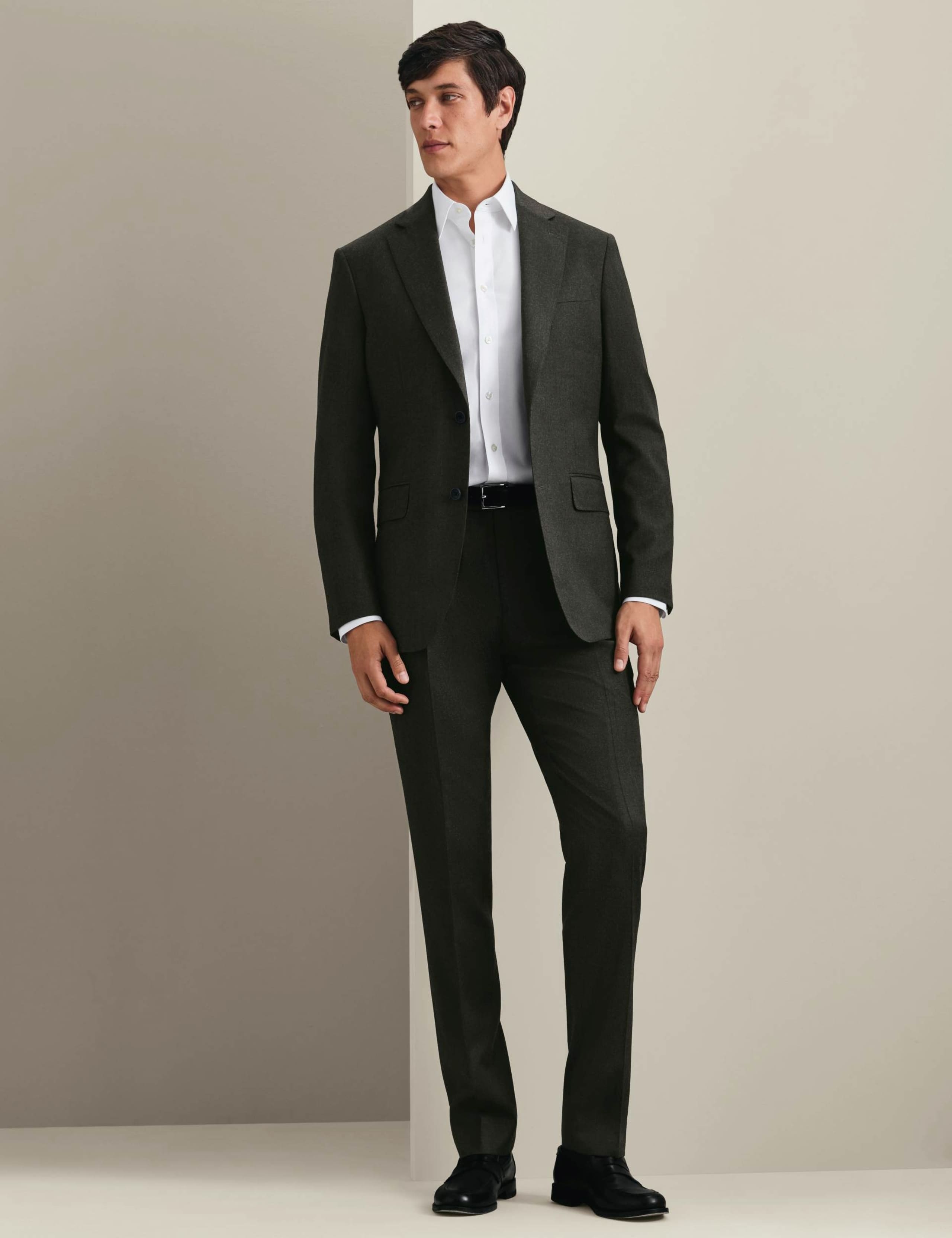 Slim Fit Wool Rich Flannel Flat Front Trousers 2 of 4