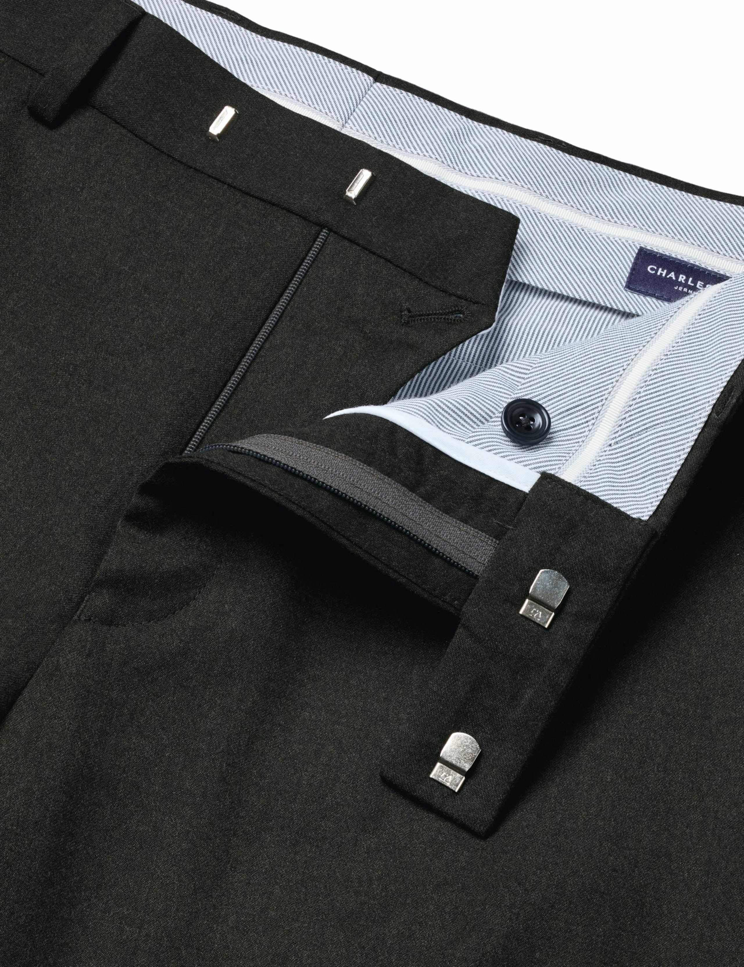 Slim Fit Wool Rich Flannel Flat Front Trousers 4 of 4