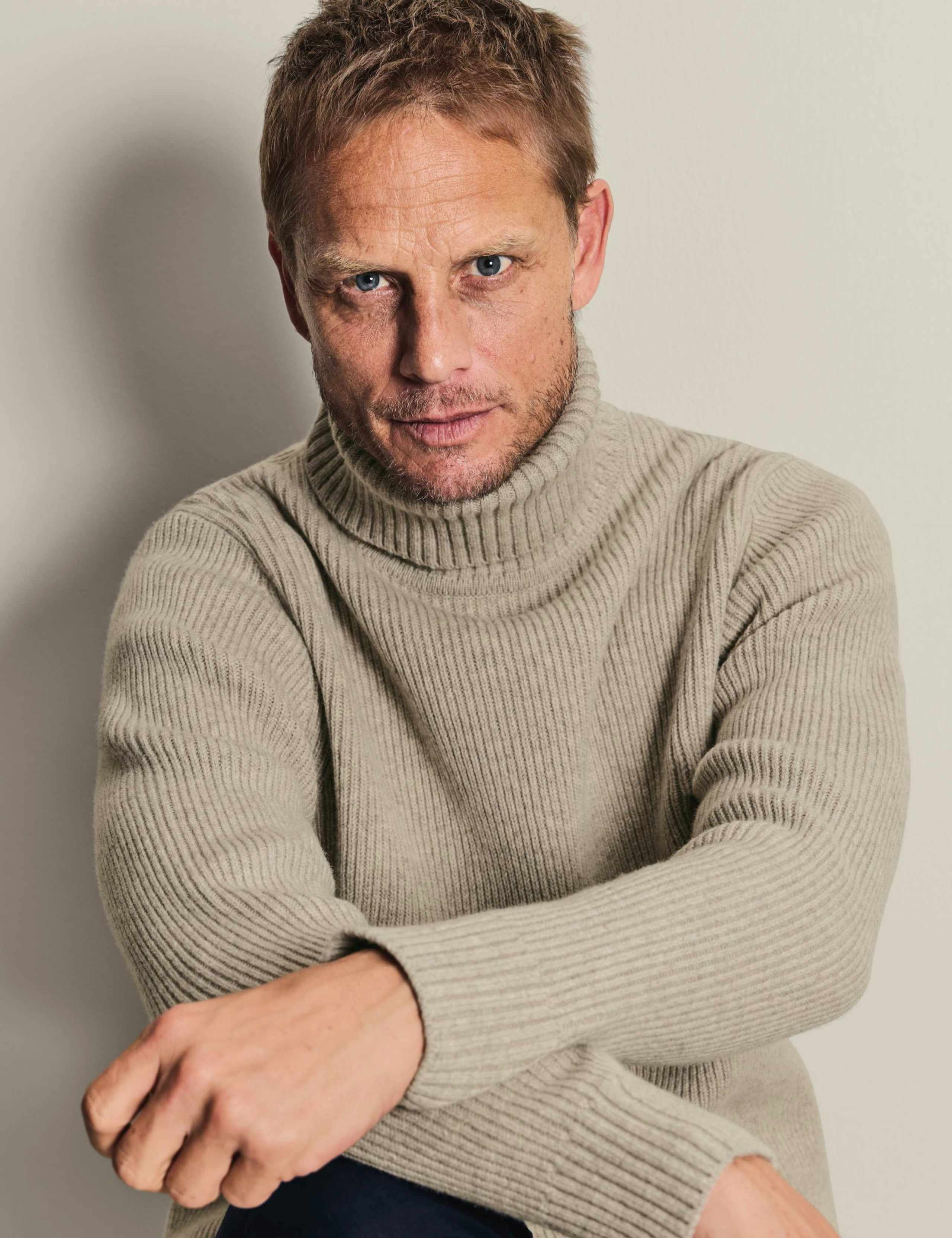 Merino Wool Ribbed Roll Neck Jumper 1 of 6