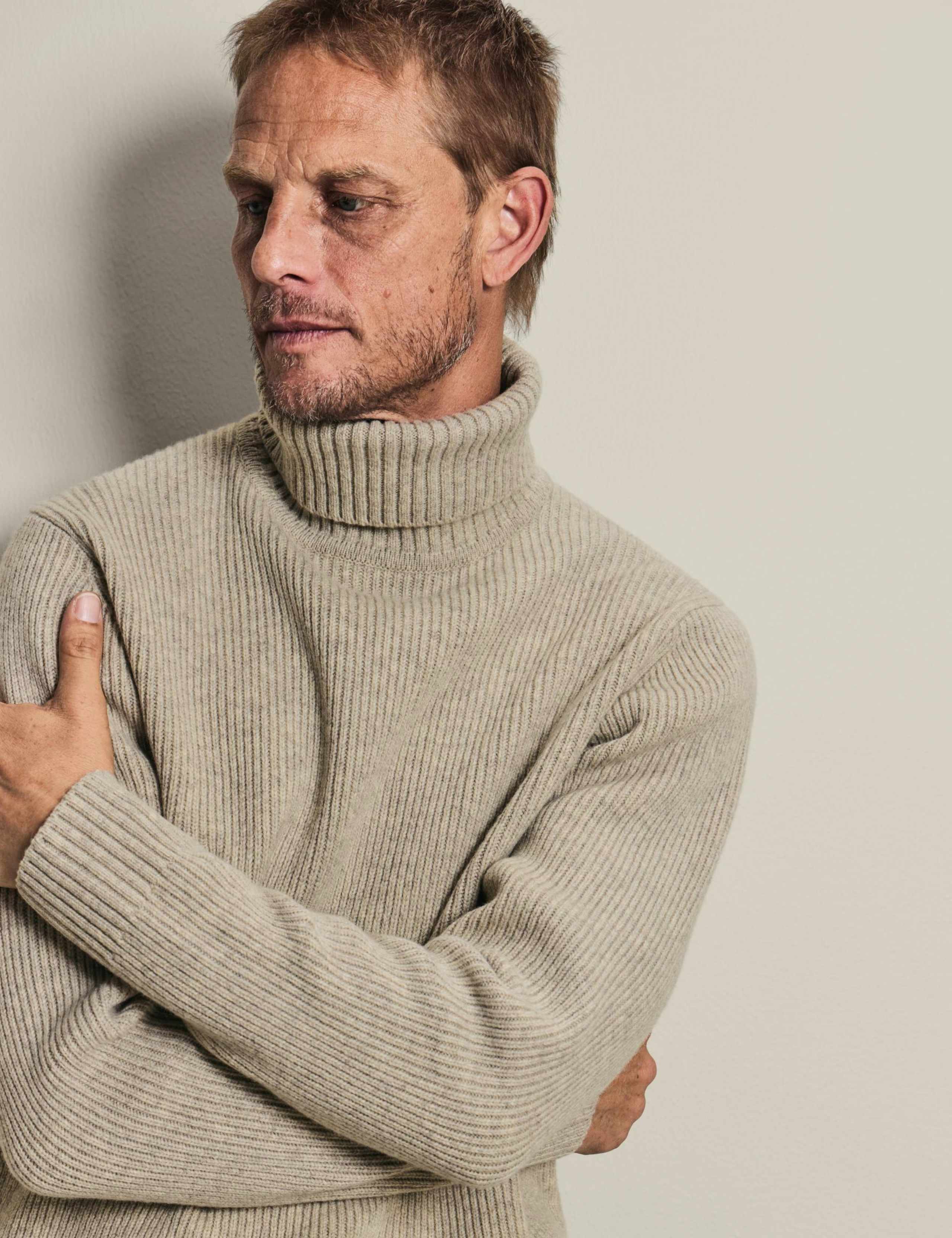 Merino Wool Ribbed Roll Neck Jumper 2 of 6