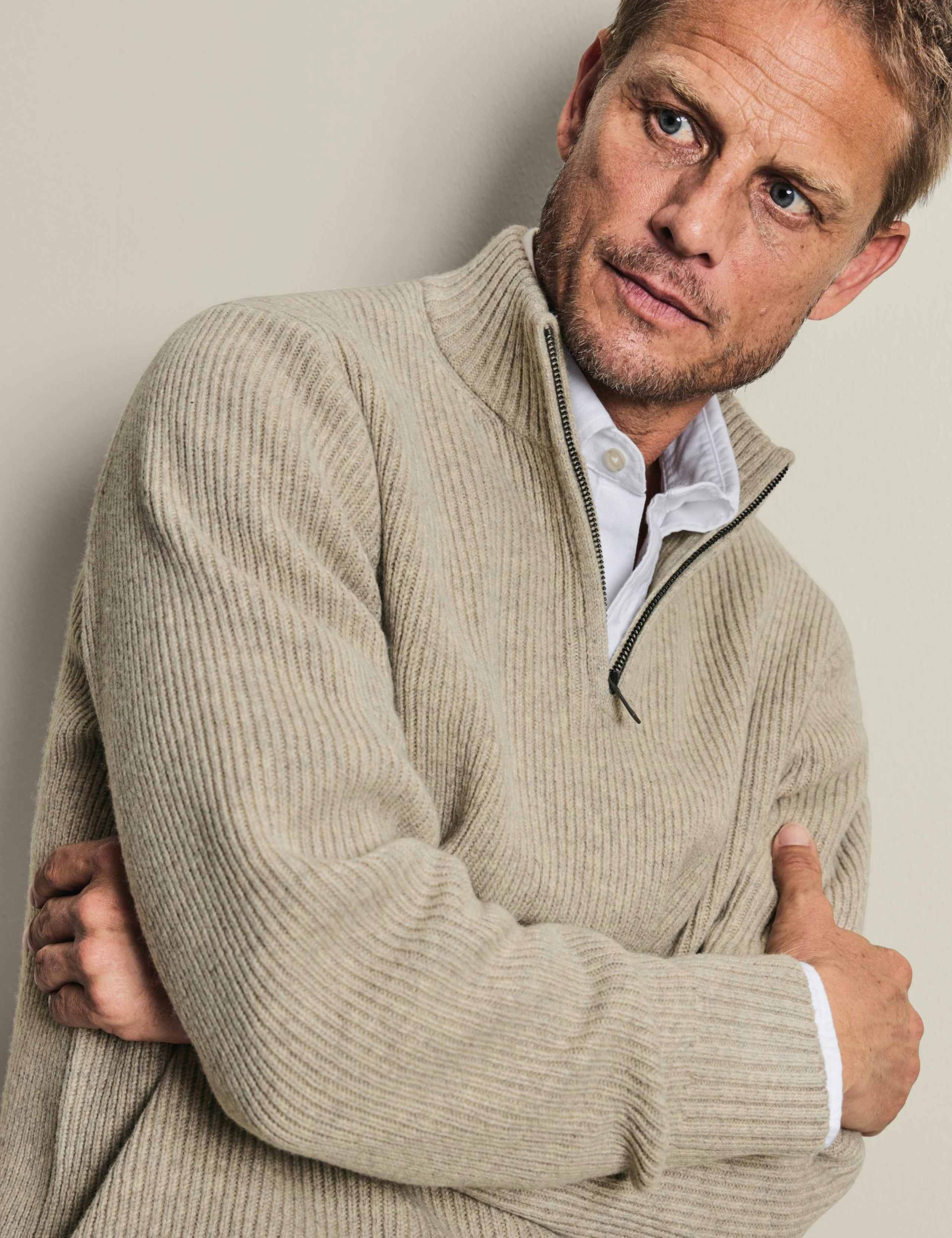 Merino Wool Ribbed Zip Up Jumper 2 of 6