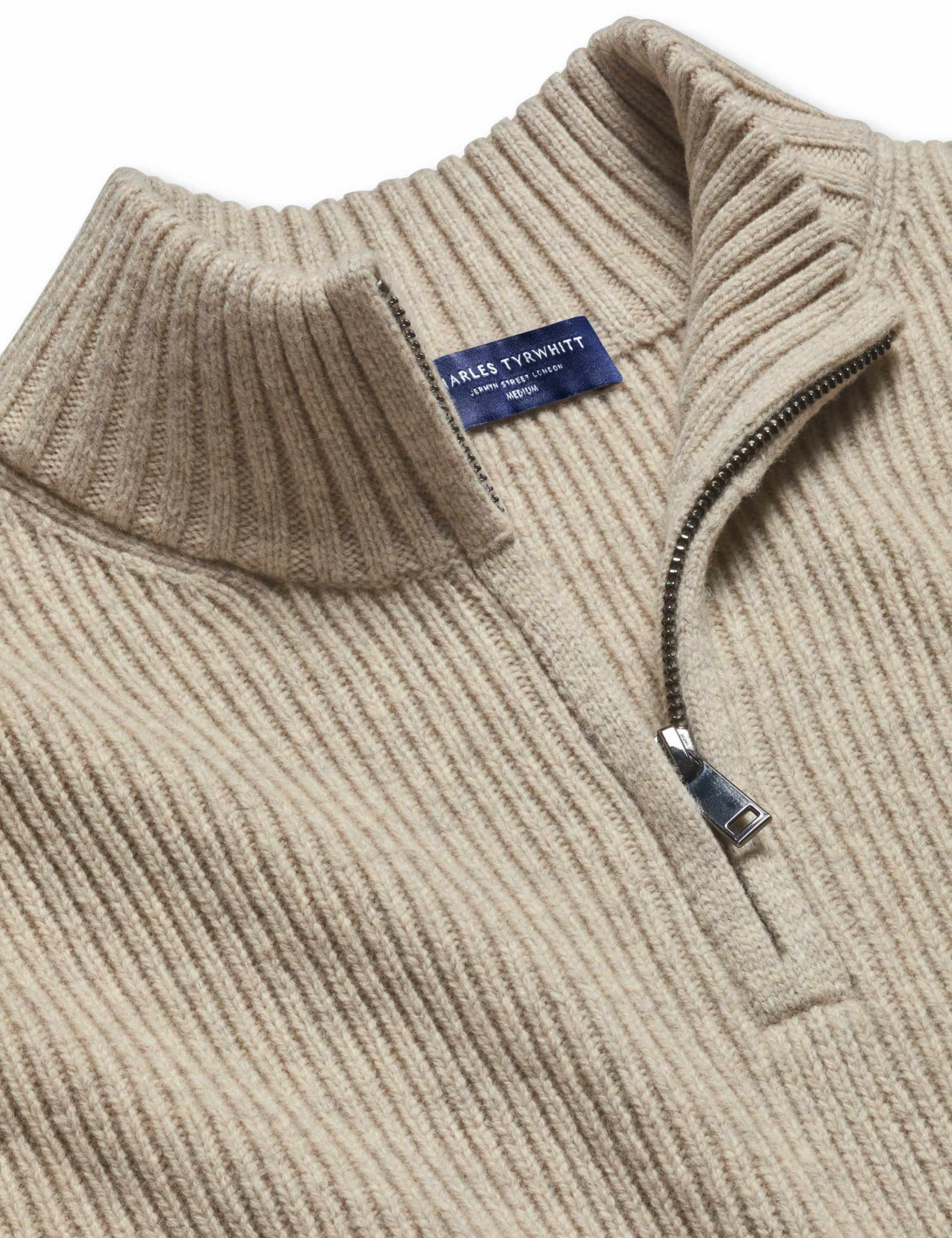 Merino Wool Ribbed Zip Up Jumper 4 of 6
