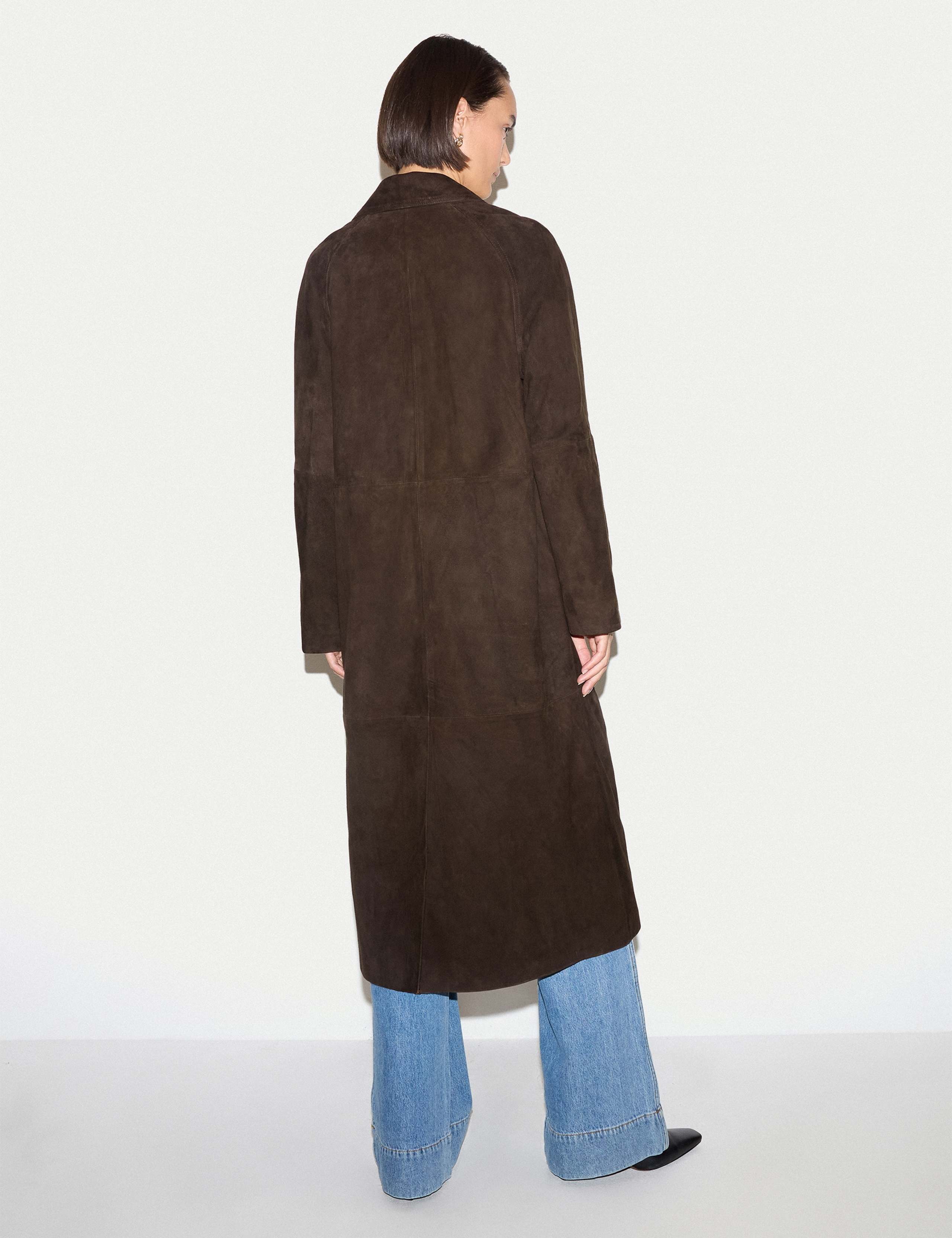 Suede Notch Neck Longline Coat 3 of 7