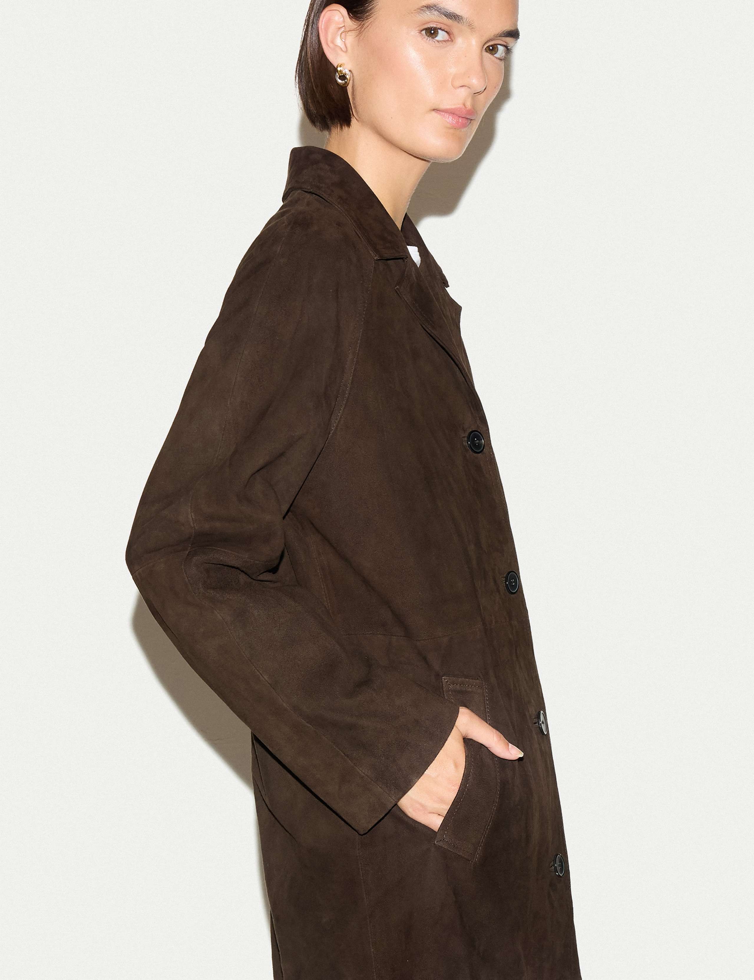 Suede Notch Neck Longline Coat 4 of 7