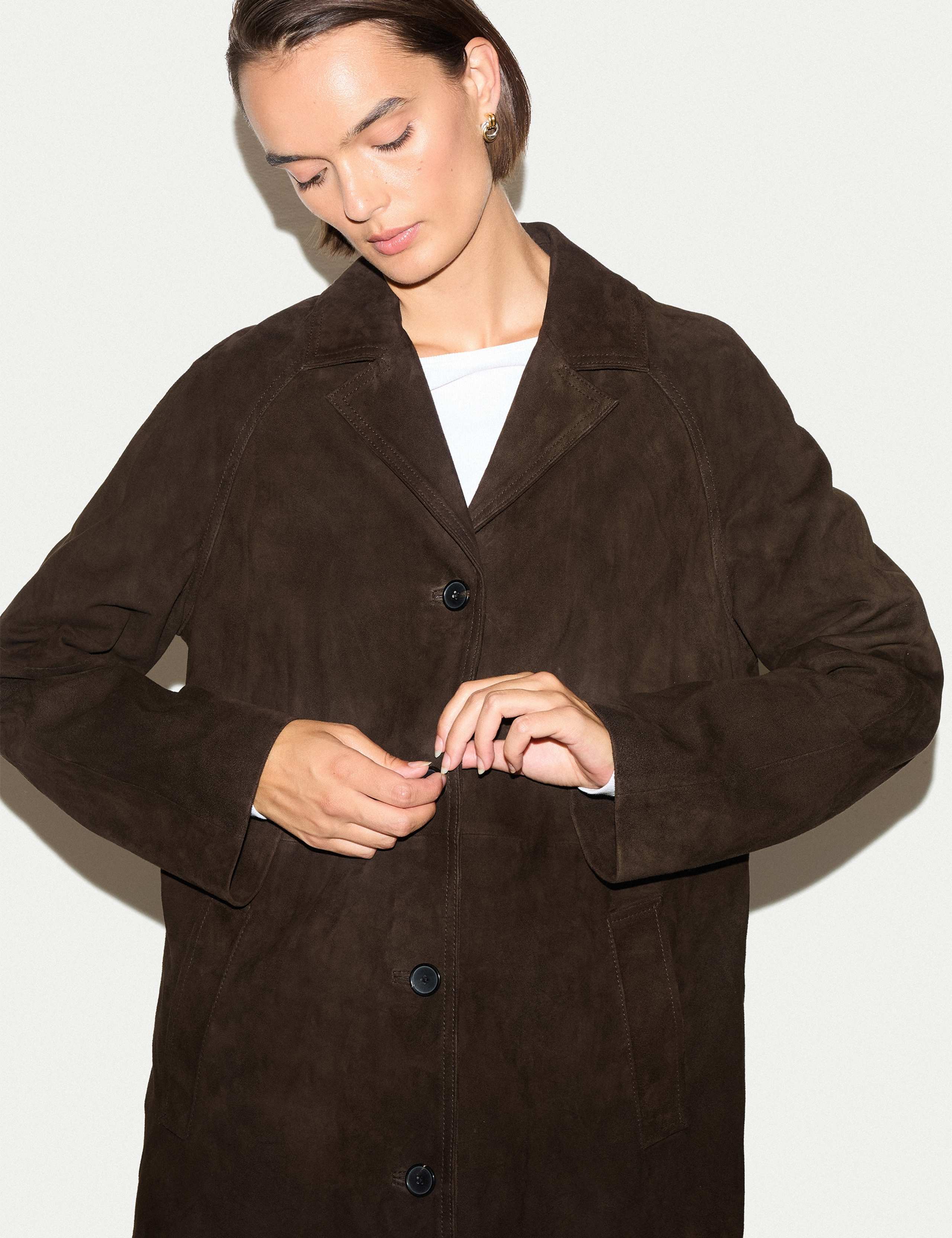 Suede Notch Neck Longline Coat 5 of 7