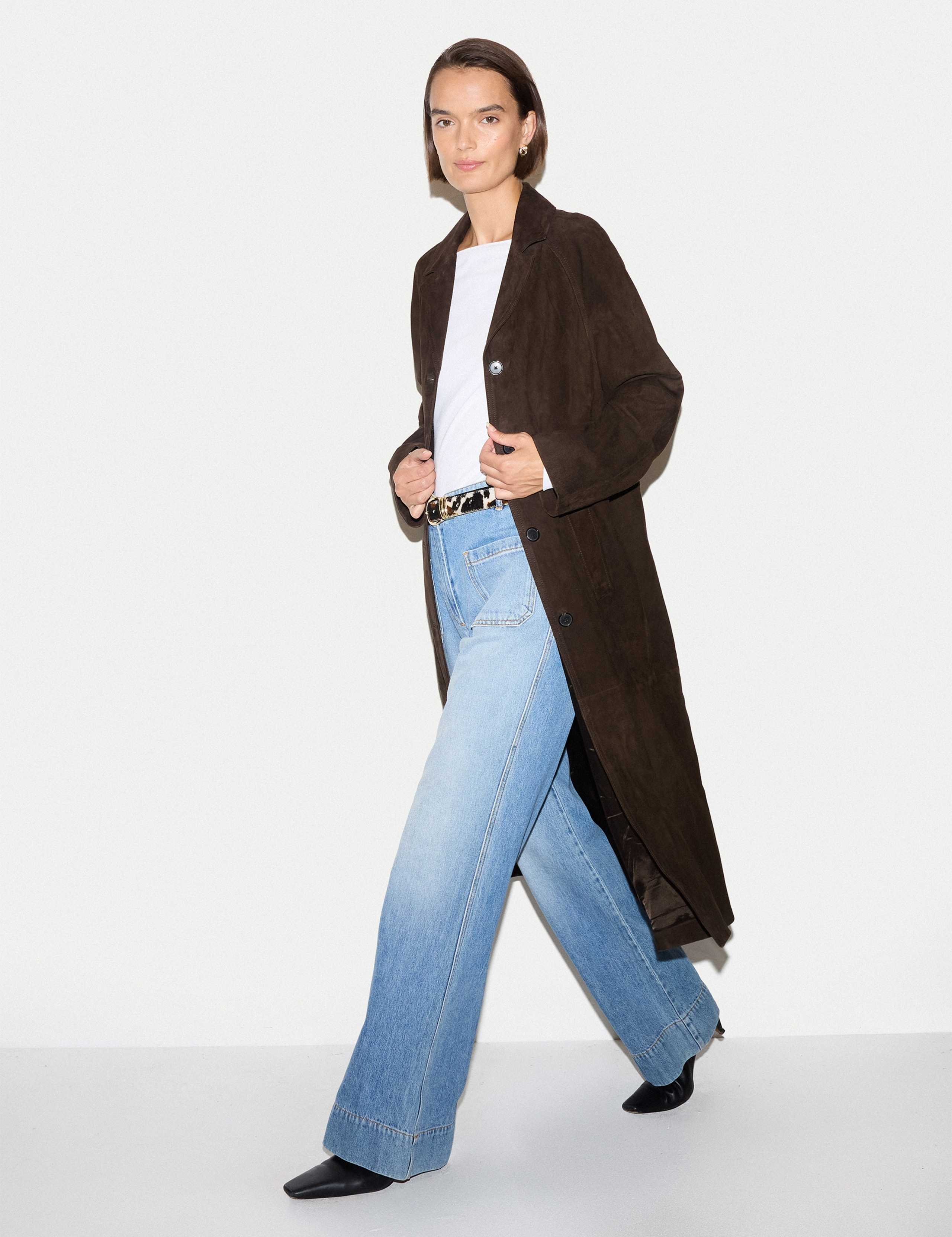 Suede Notch Neck Longline Coat 6 of 7