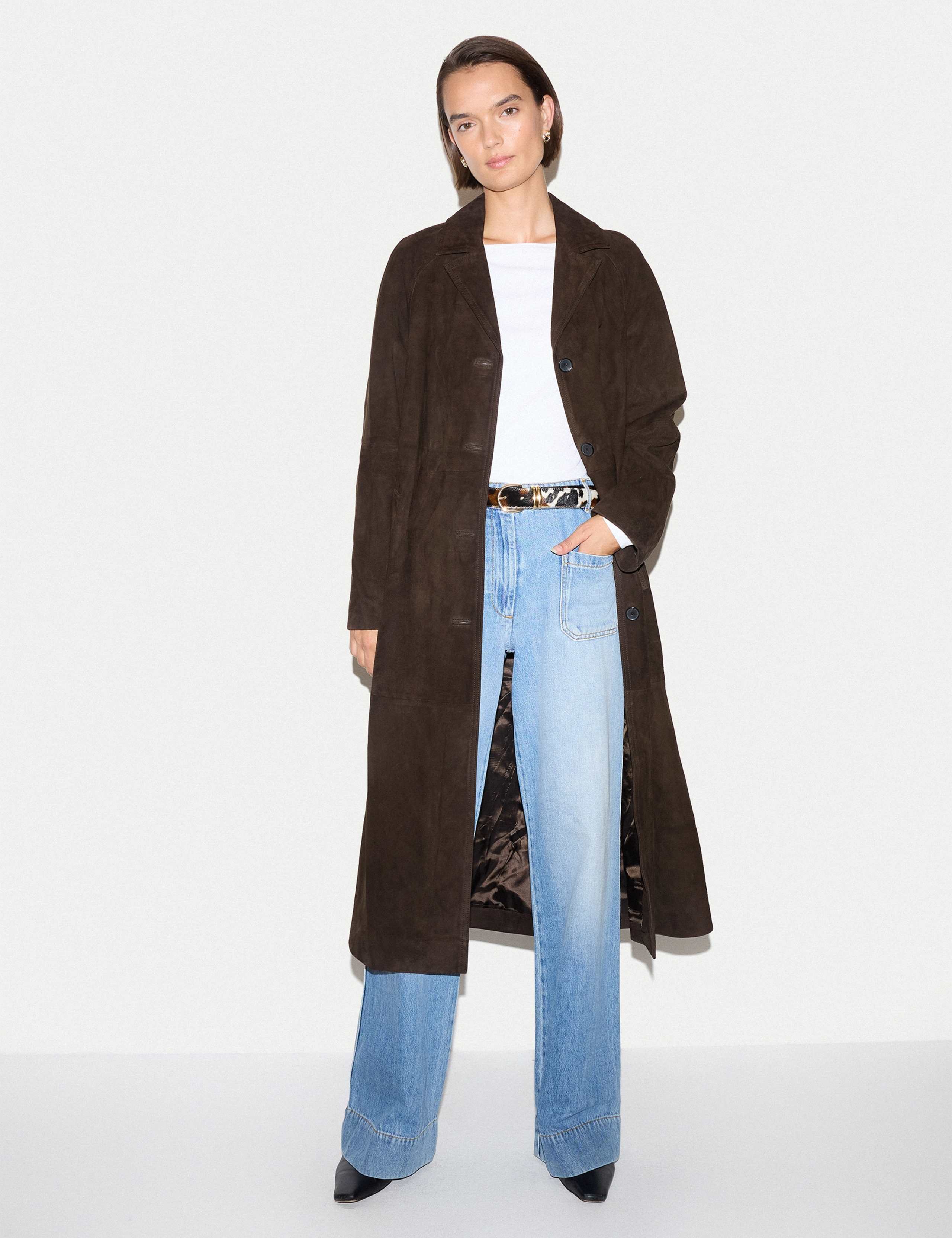 Suede Notch Neck Longline Coat 7 of 7