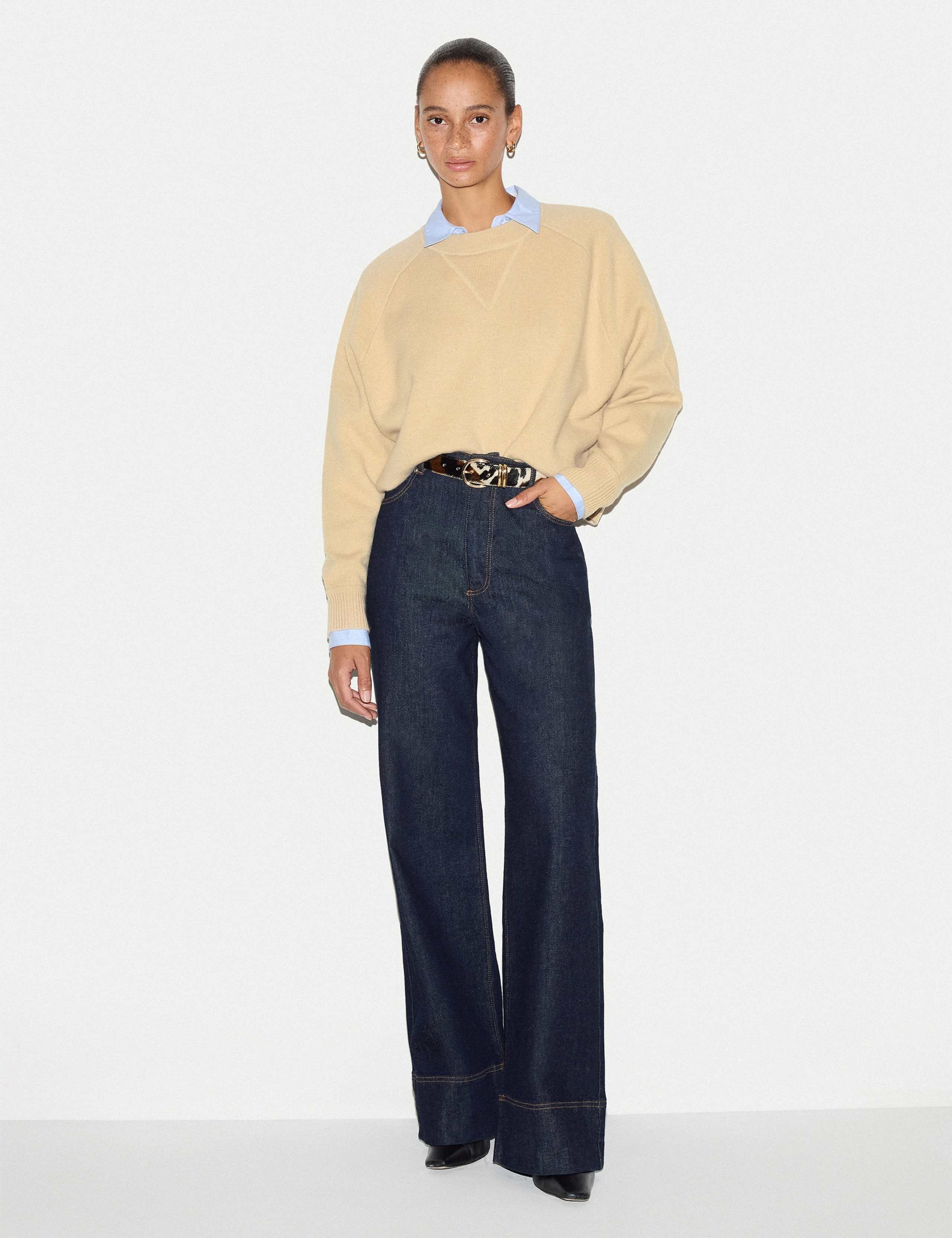 Wool Rich Round Neck Sweatshirt with Cashmere 4 of 5