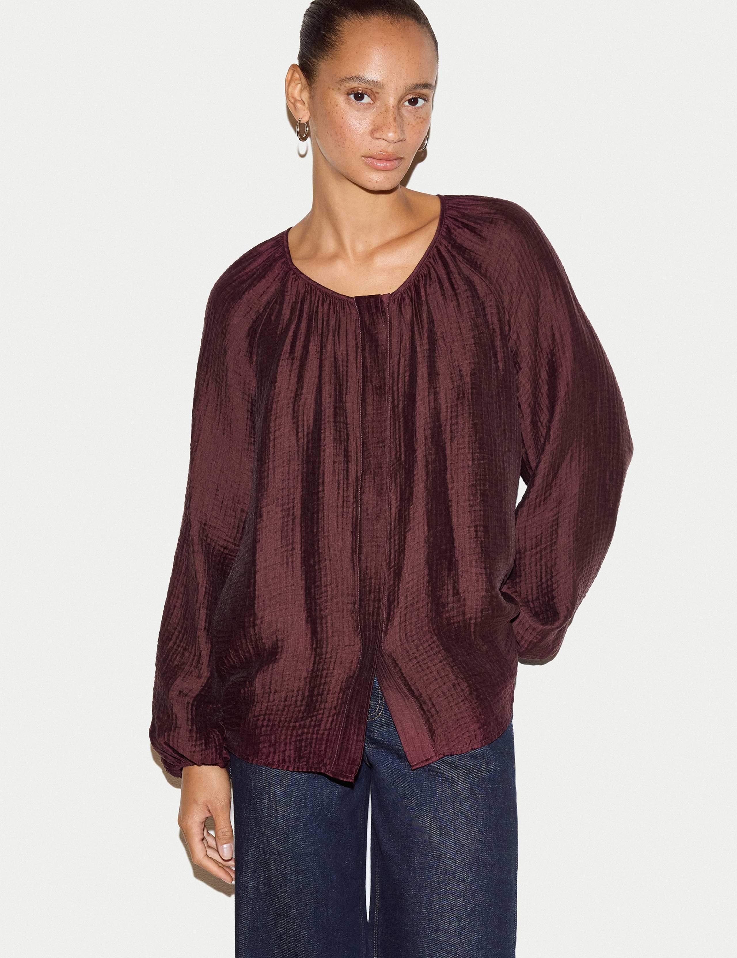 Textured Round Neck Regular Fit Top 1 of 6