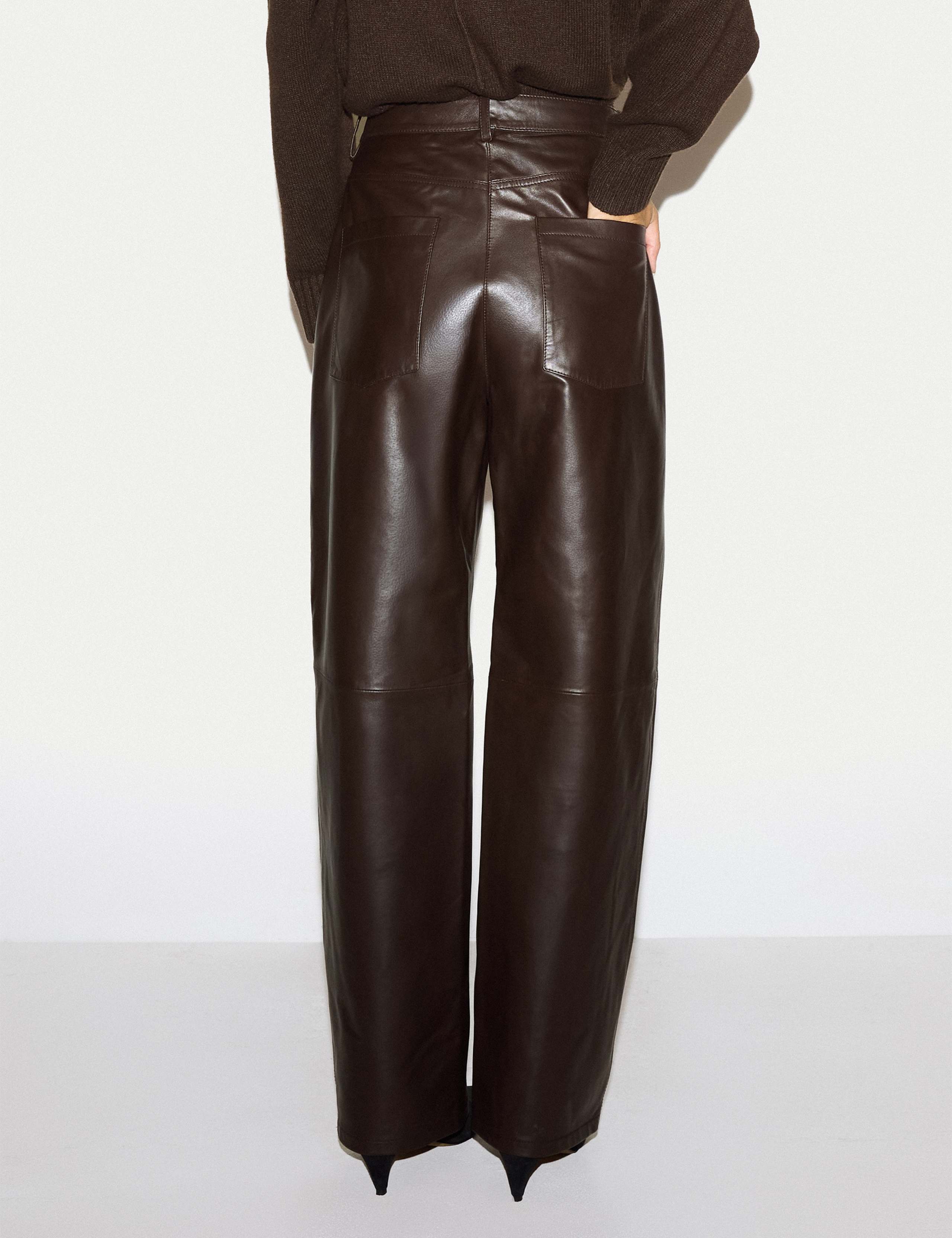 Leather High Waisted Barrel Leg Trousers 3 of 6
