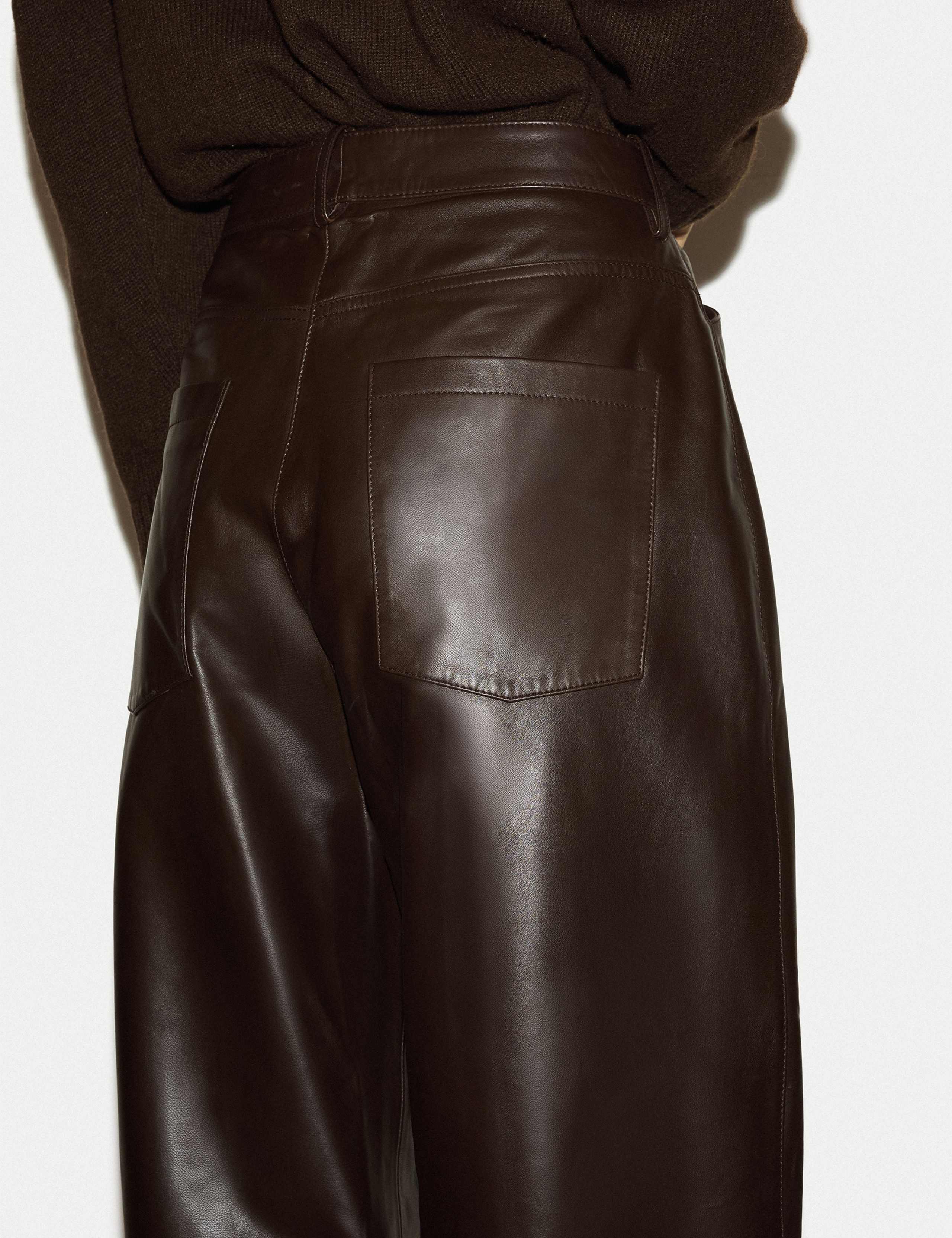 Leather High Waisted Barrel Leg Trousers 4 of 6