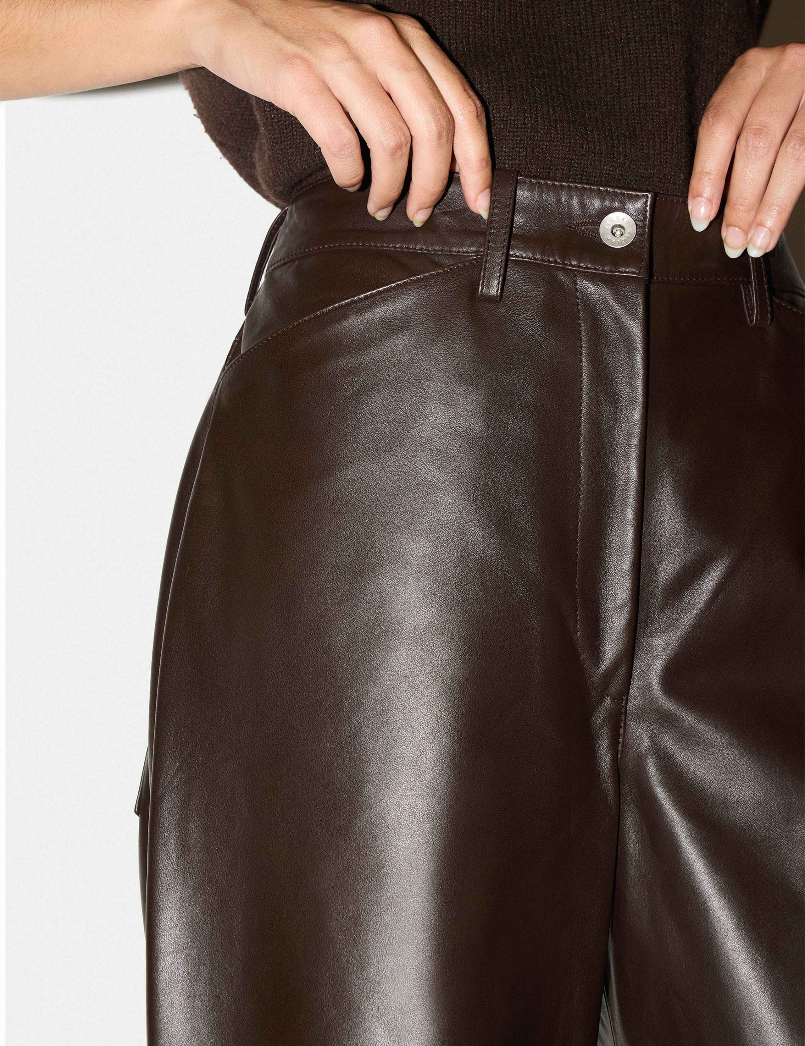 Leather High Waisted Barrel Leg Trousers 5 of 6