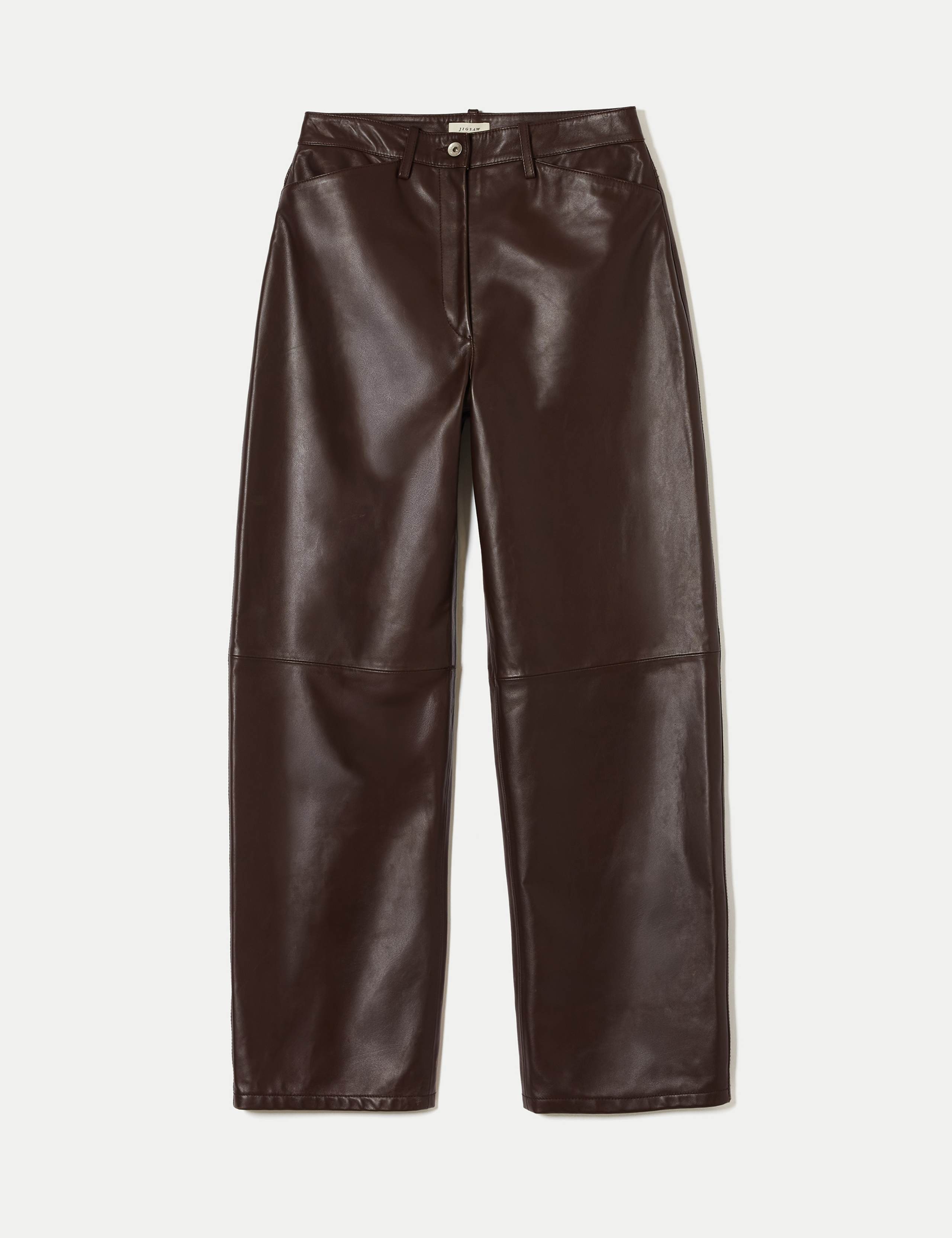 Leather High Waisted Barrel Leg Trousers 2 of 6