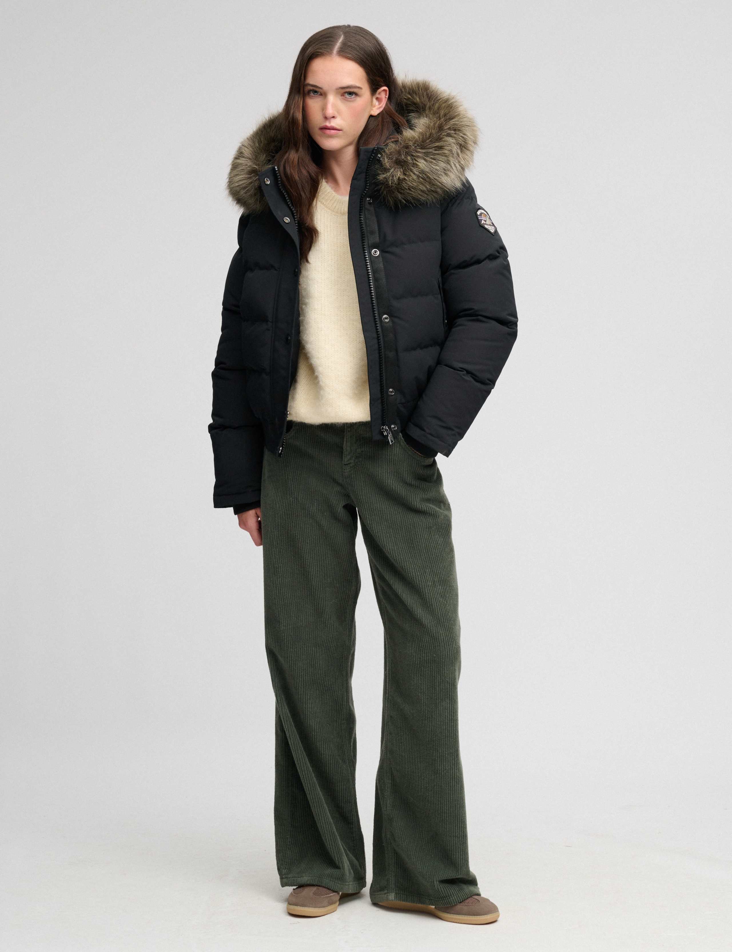 Padded Hooded Faux Fur Trim Bomber Jacket 3 of 7