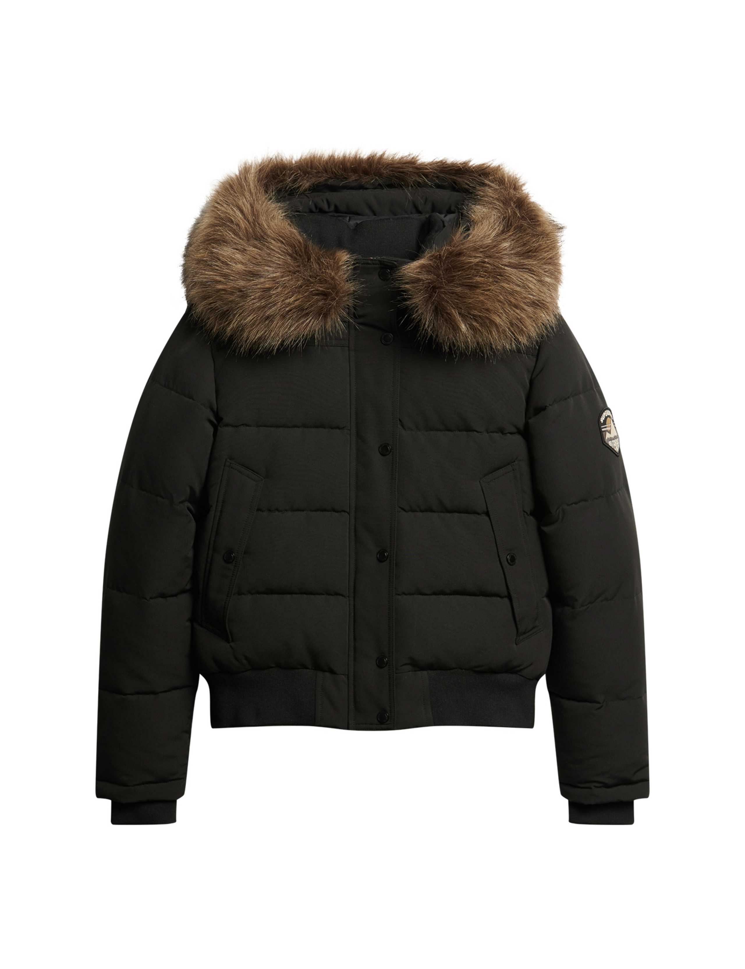 Padded Hooded Faux Fur Trim Bomber Jacket 2 of 7
