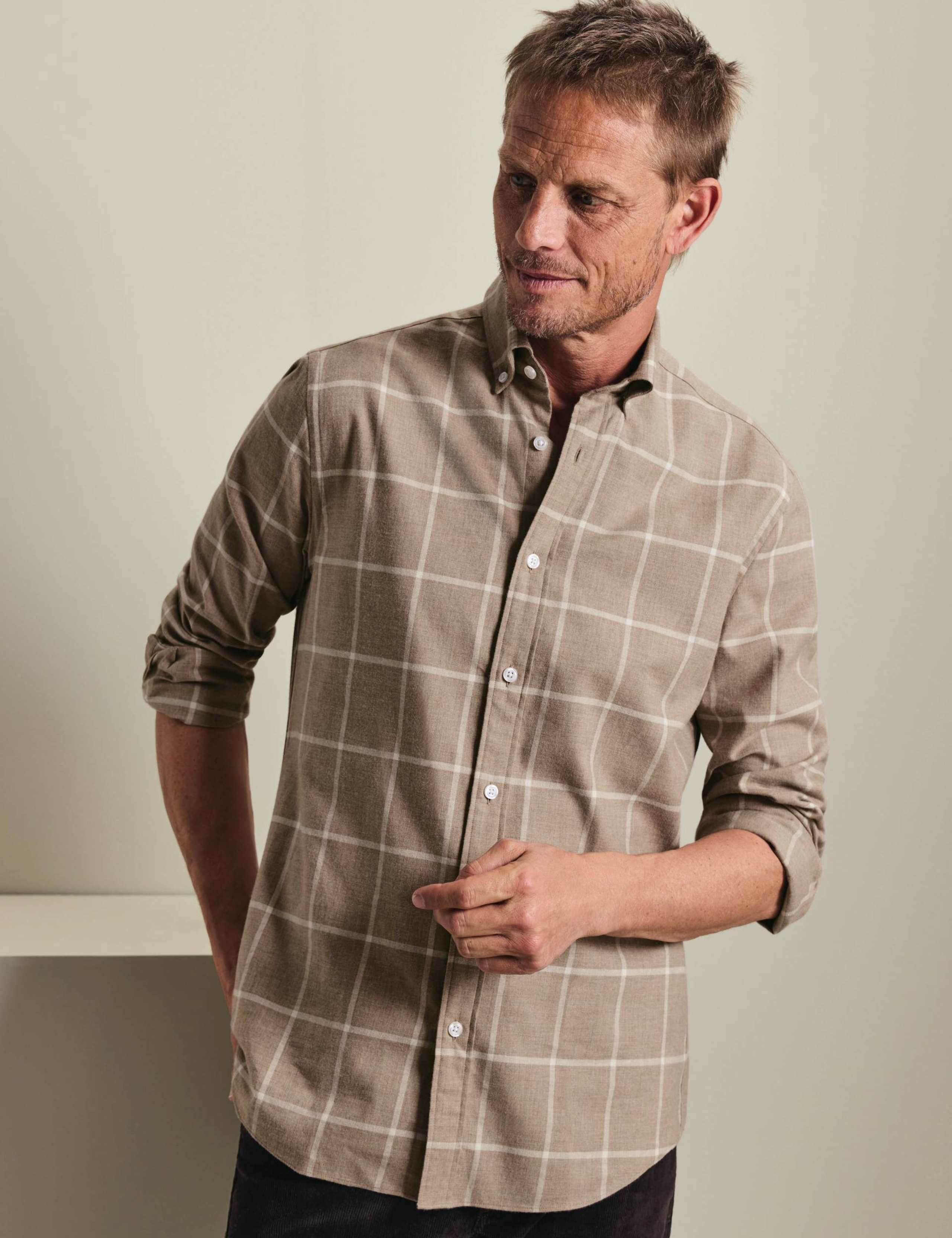 Regular Fit Brushed Cotton Check Flannel Shirt 1 of 6