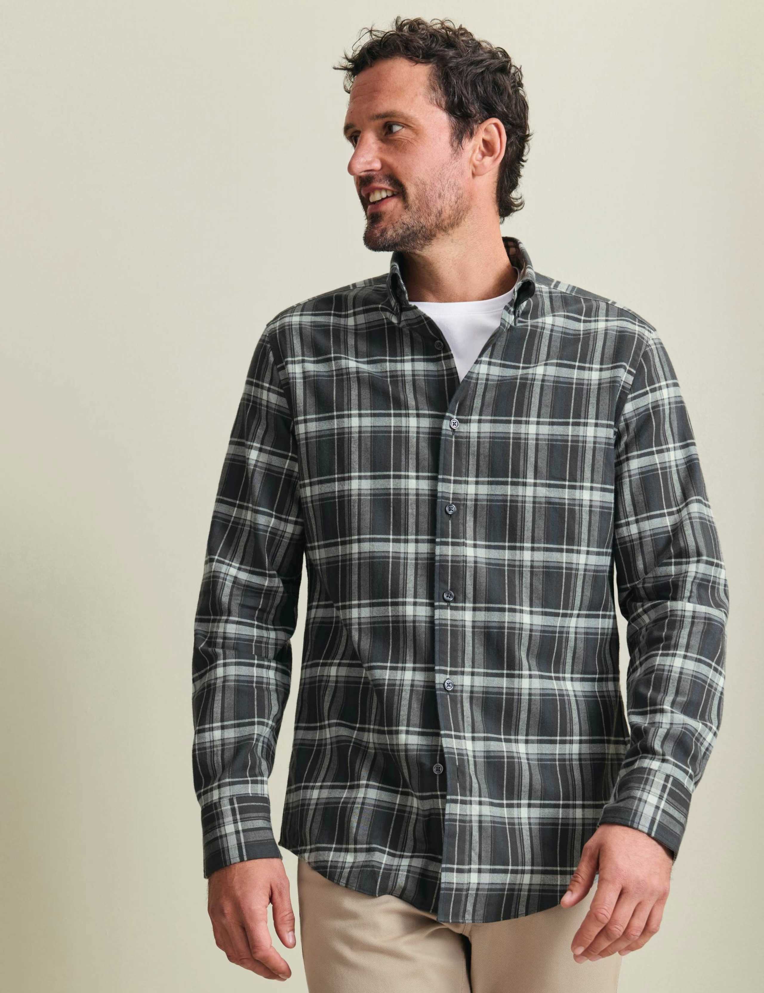 Regular Fit Brushed Cotton Check Flannel Shirt 1 of 5