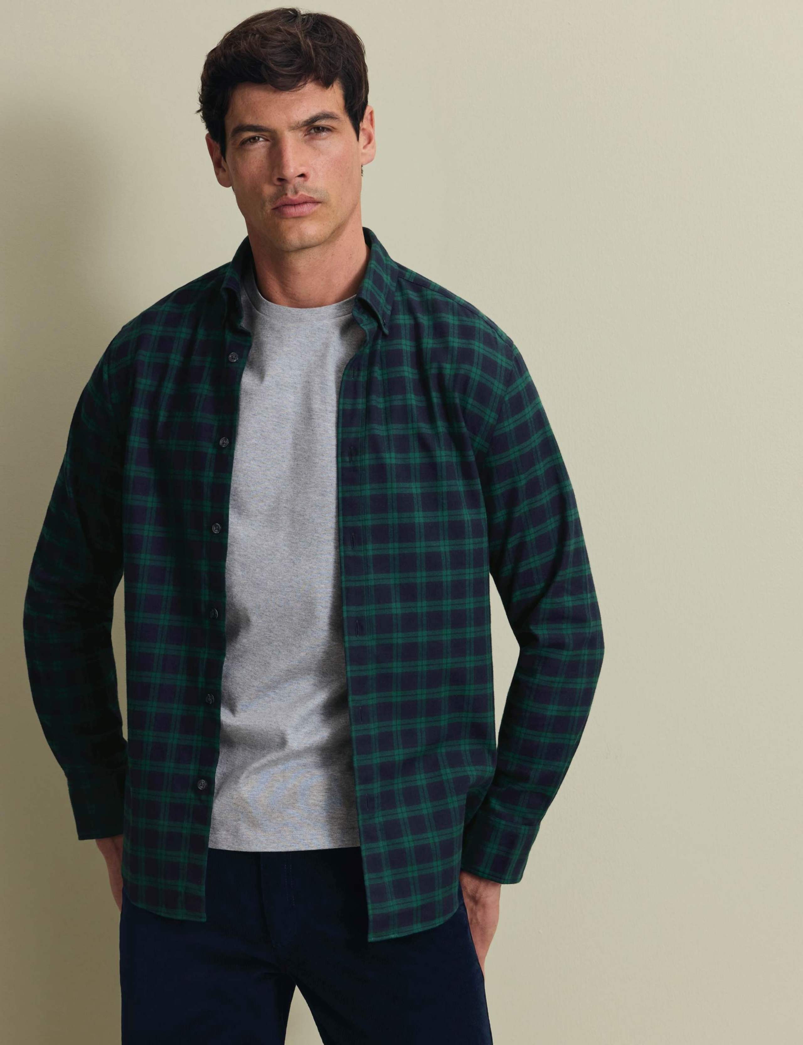 Regular Fit Brushed Cotton Check Flannel Shirt 1 of 6