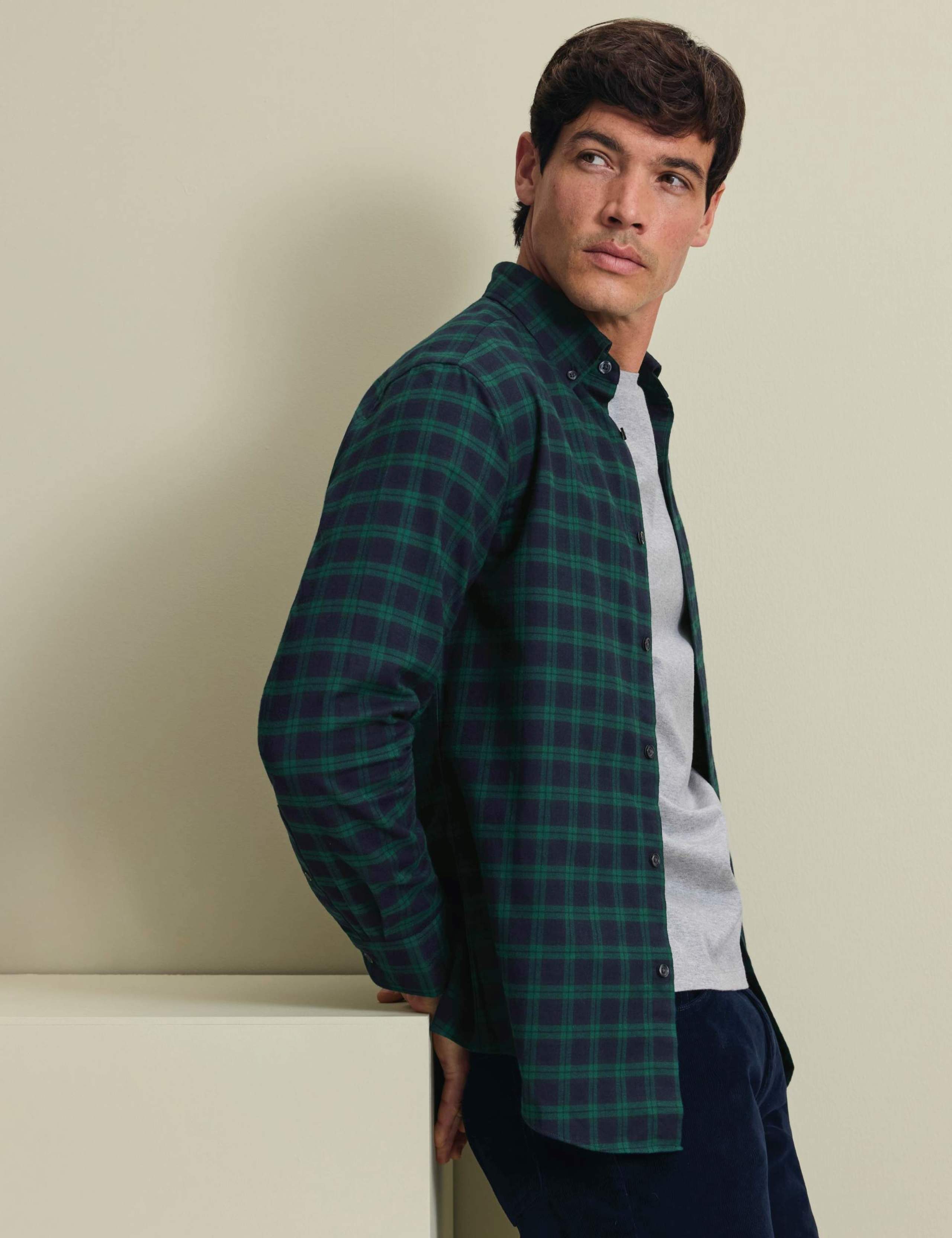 Regular Fit Brushed Cotton Check Flannel Shirt 2 of 6