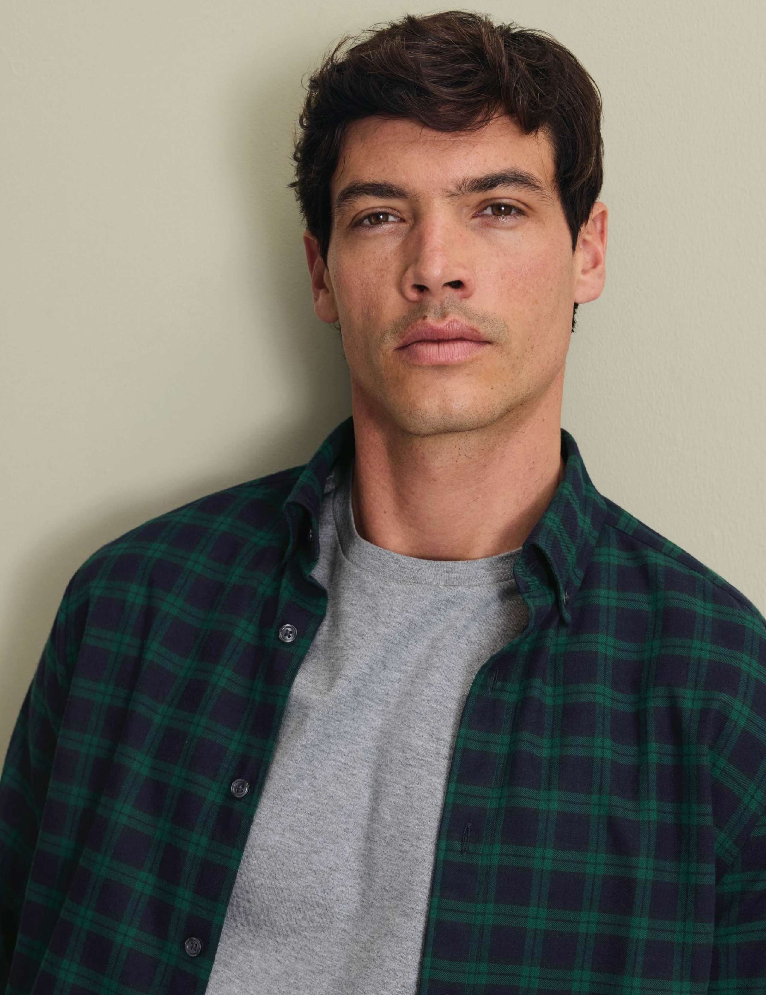Regular Fit Brushed Cotton Check Flannel Shirt 3 of 6