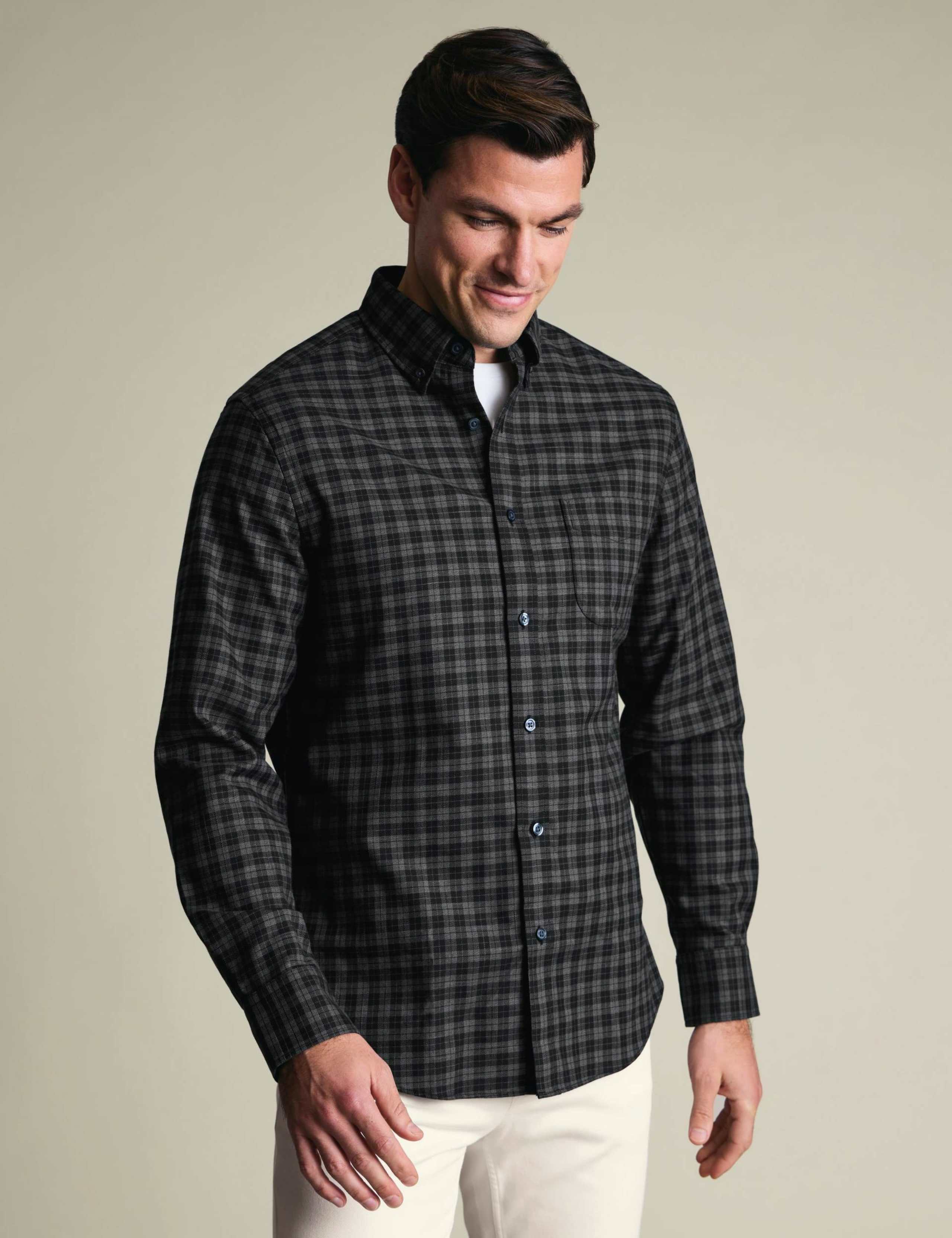 Regular Fit Non Iron Pure Cotton Check Twill Shirt 2 of 6