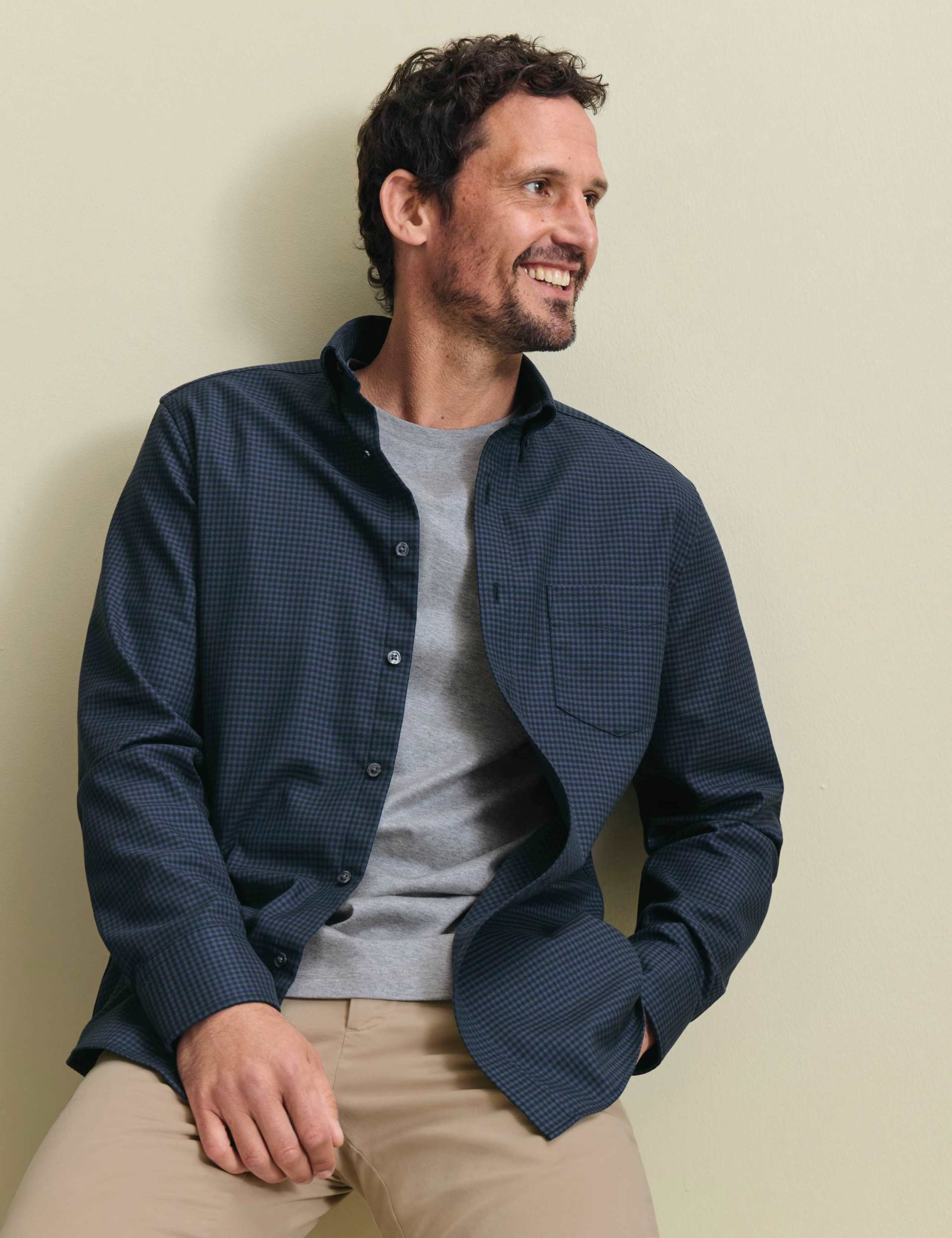 Regular Fit Non Iron Pure Cotton Check Twill Shirt 1 of 6