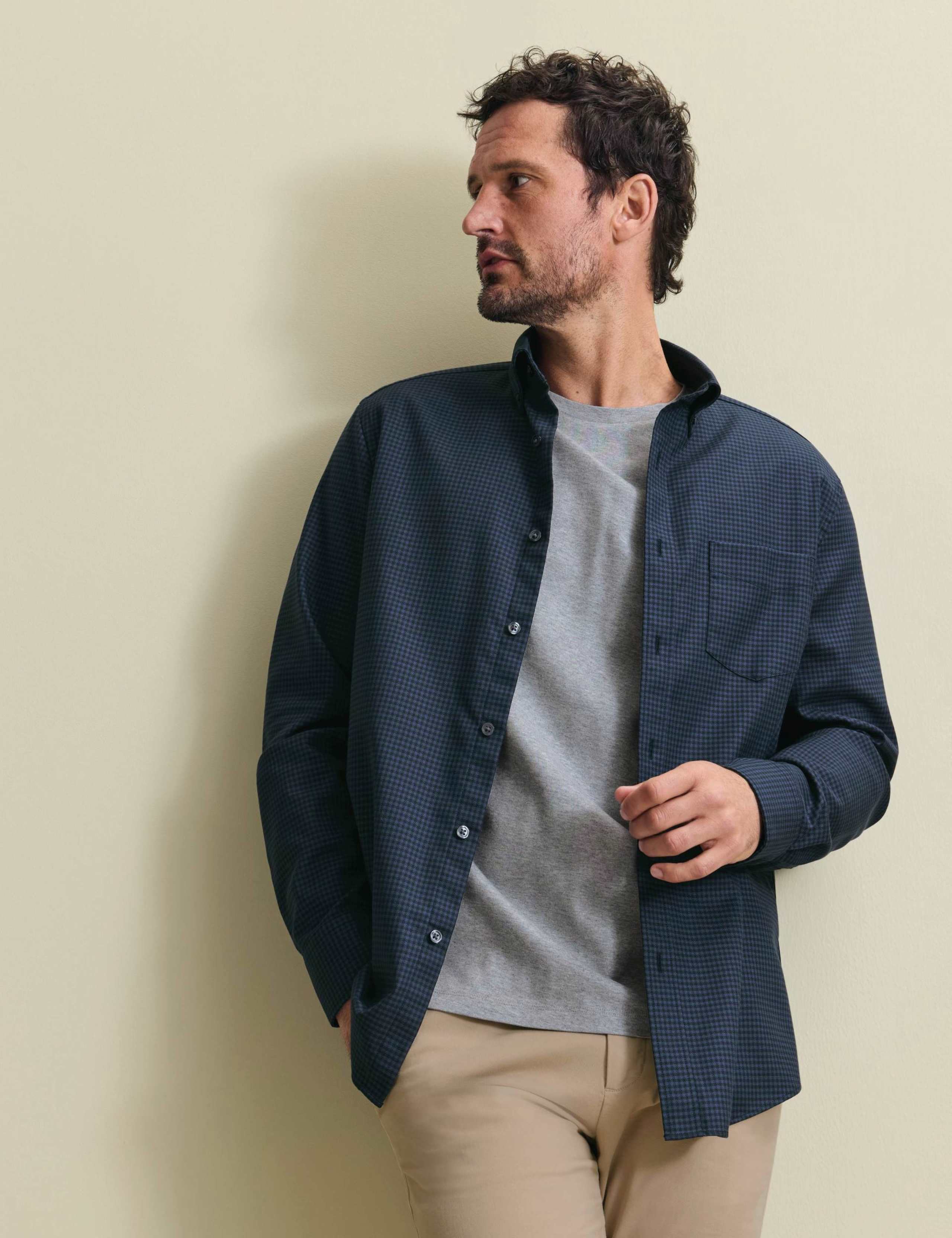 Regular Fit Non Iron Pure Cotton Check Twill Shirt 2 of 6
