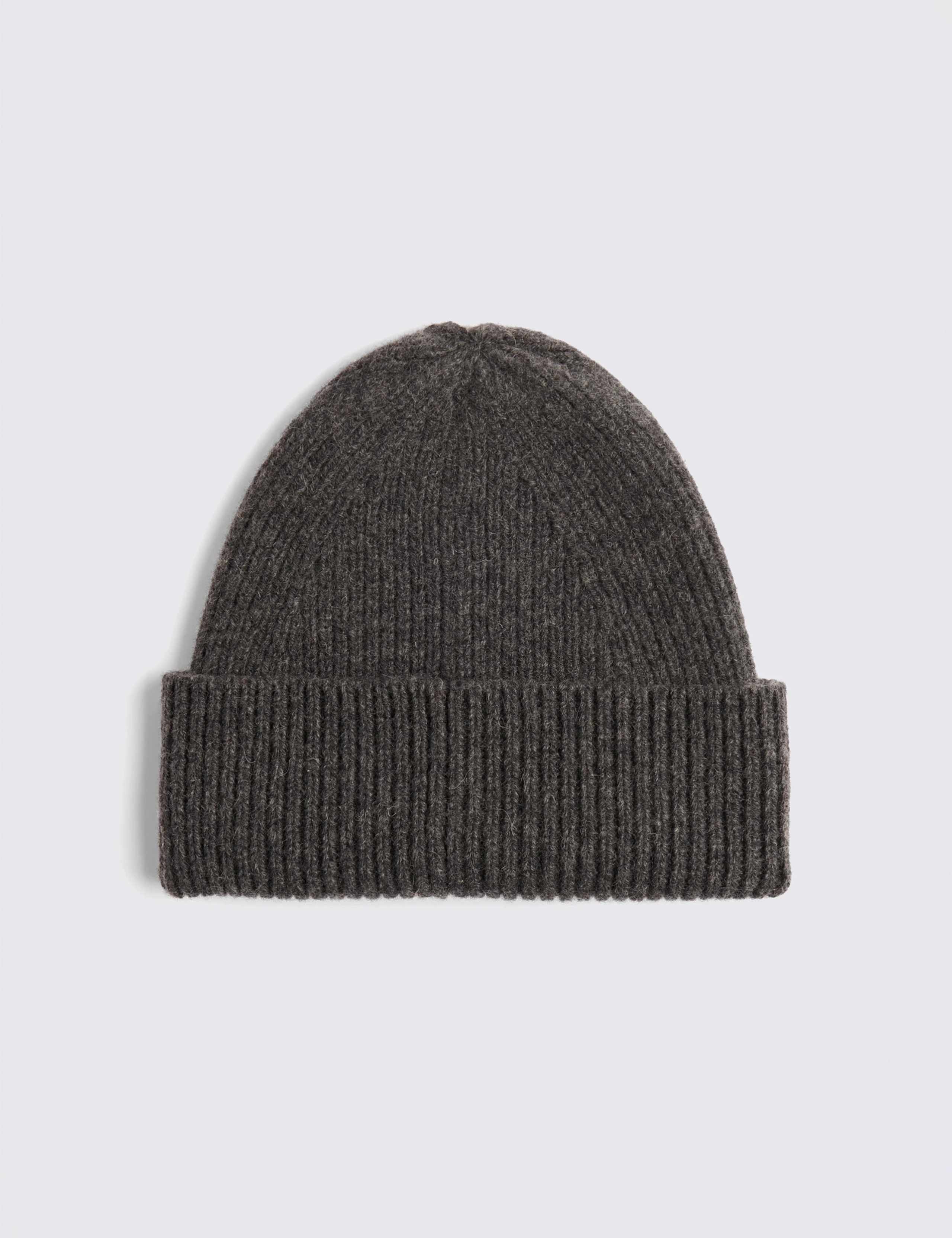 Lambswool Rich Ribbed Beanie with Cashmere 1 of 2