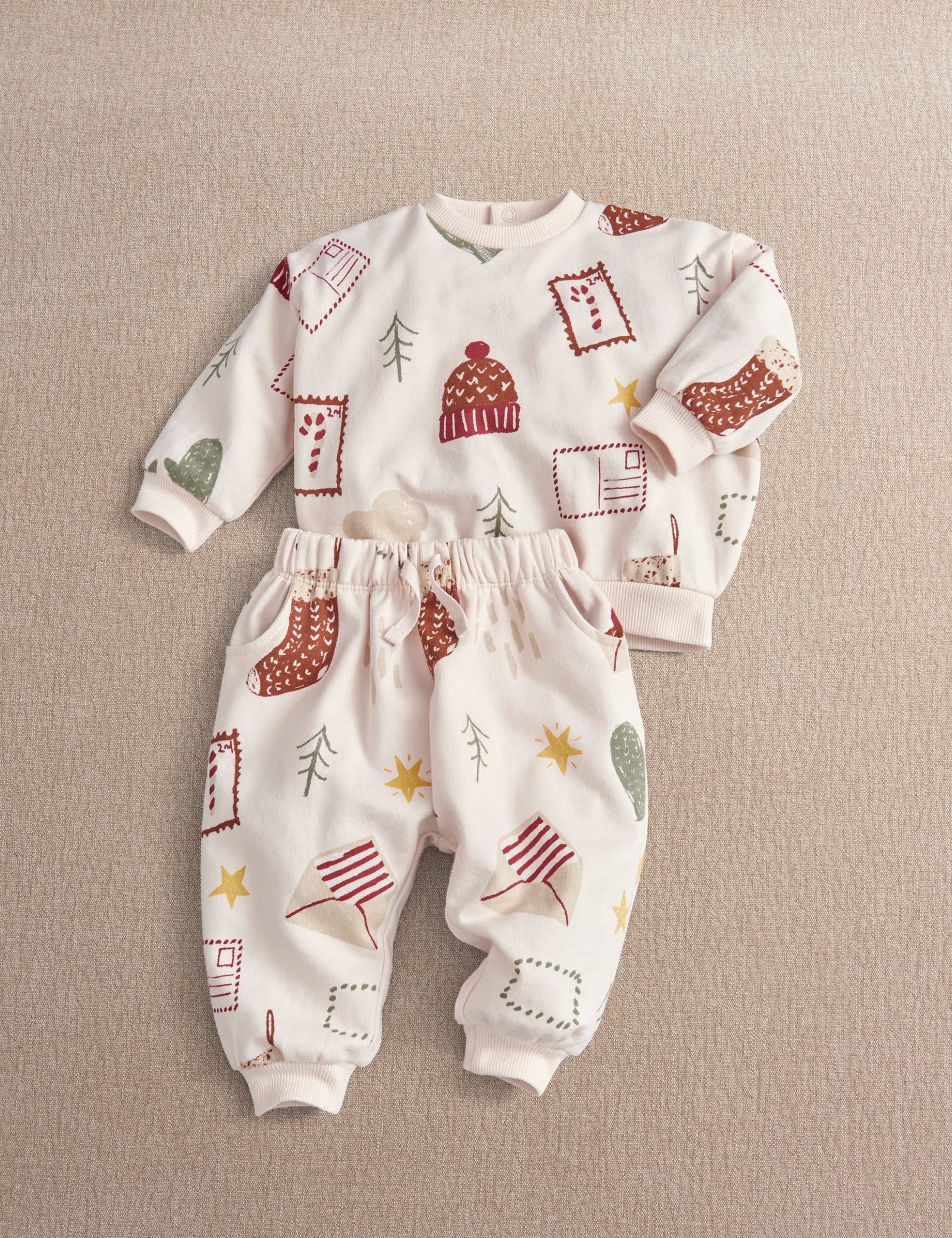 Pure Cotton Christmas Print Sweatshirt Set (0-3 Yrs) 3 of 8